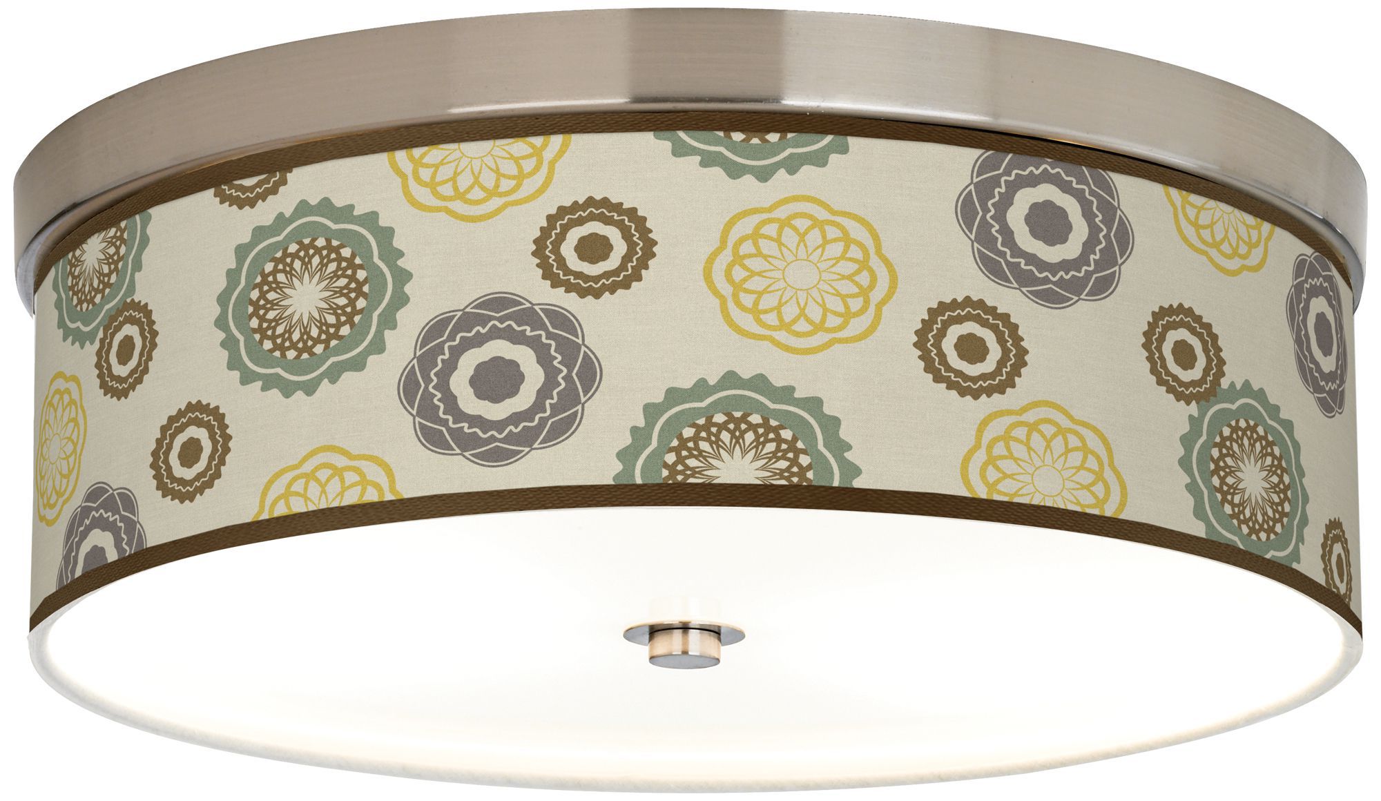 Ornaments Linen Giclee Nickel 14" Wide CFL Ceiling Light