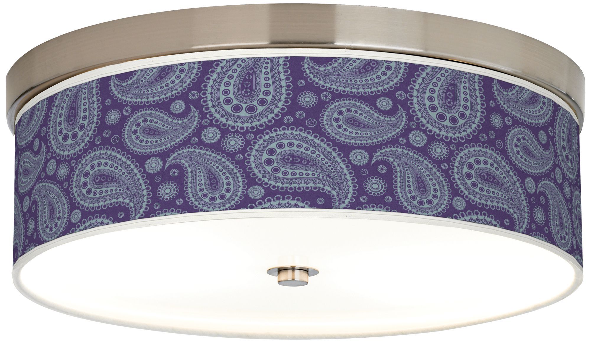 Purple Paisley Linen Giclee Energy Efficient Ceiling Light