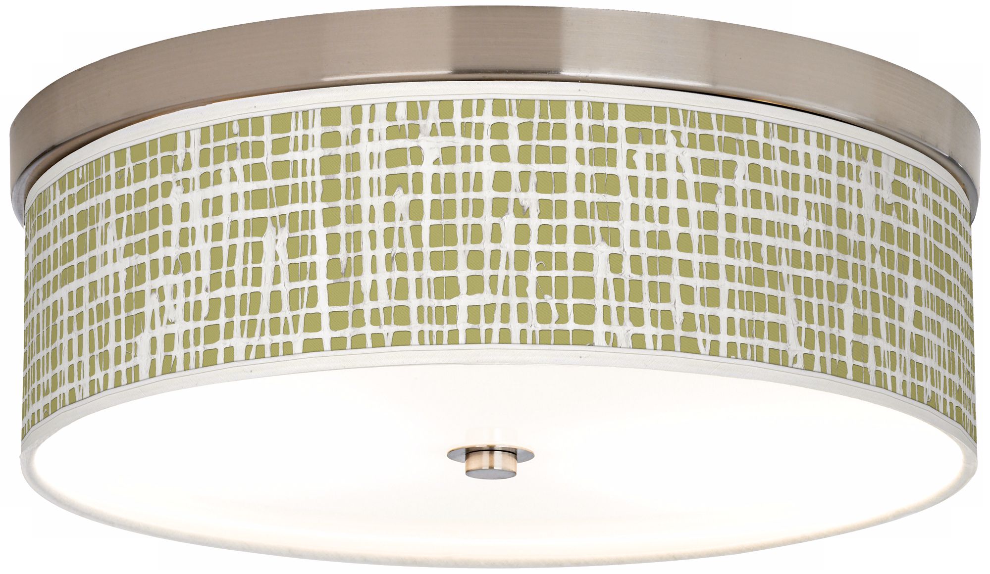 Ecru Screen Linen Giclee Energy Efficient Nickel Ceiling Light