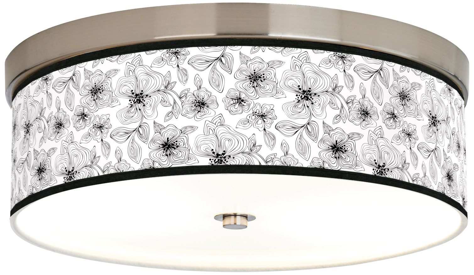 Stacy Garcia Linear Floral 14" Wide CFL Nickel Ceiling Light