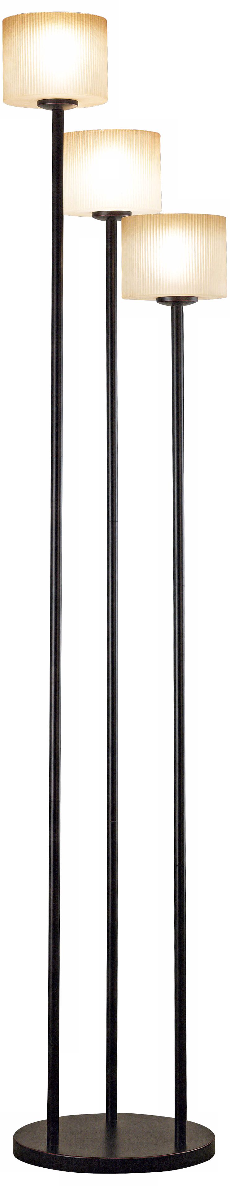 Amber Ribbed Glass 3-Light Torchiere Floor Lamp
