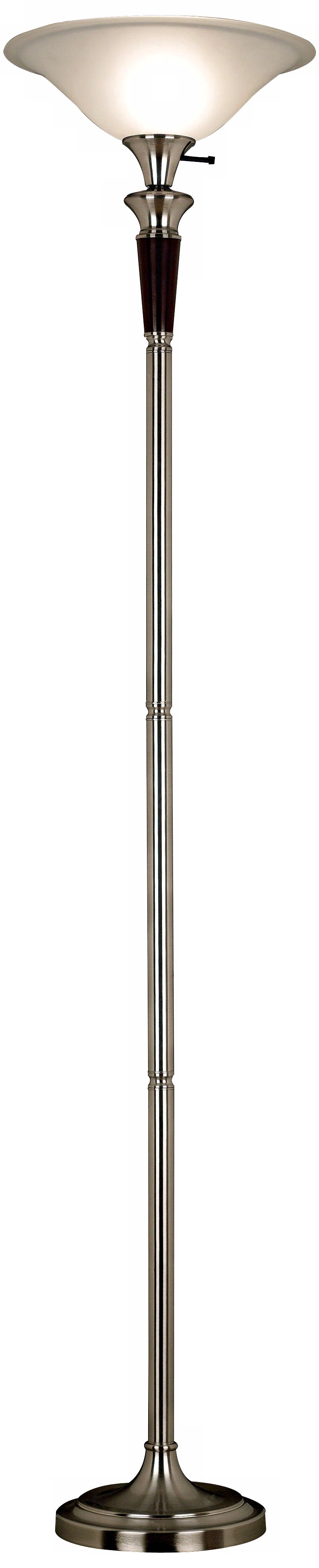 Hayden Brushed Steel and Cream Glass Torchiere Floor Lamp