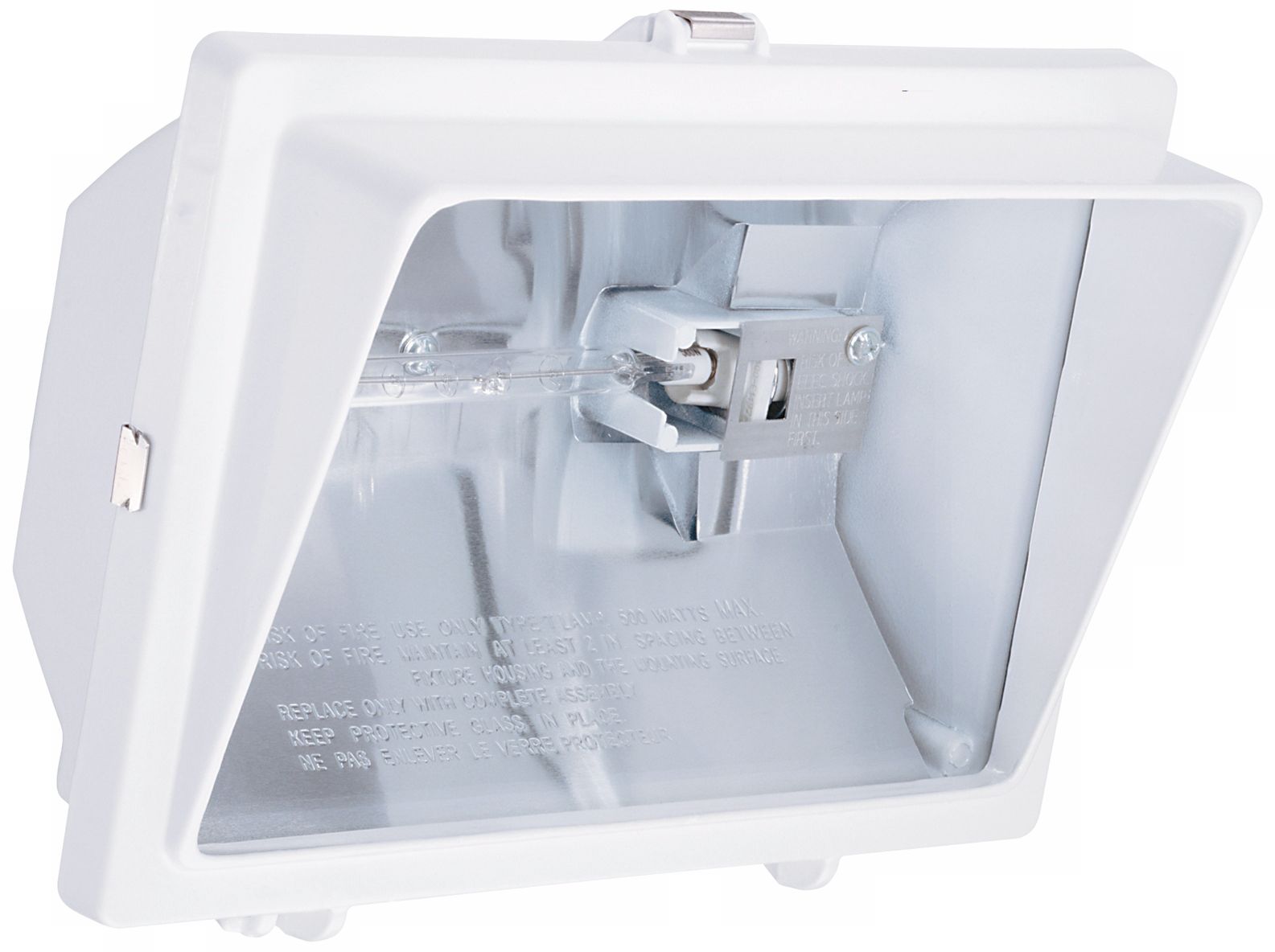 White with Light Visor Halogen Outdoor Flood Wall Light