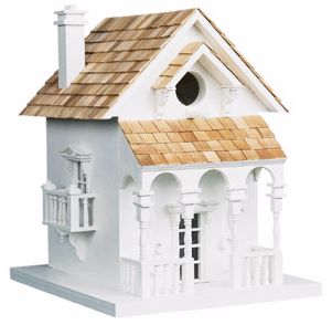 Cozy White Cottage Bird House