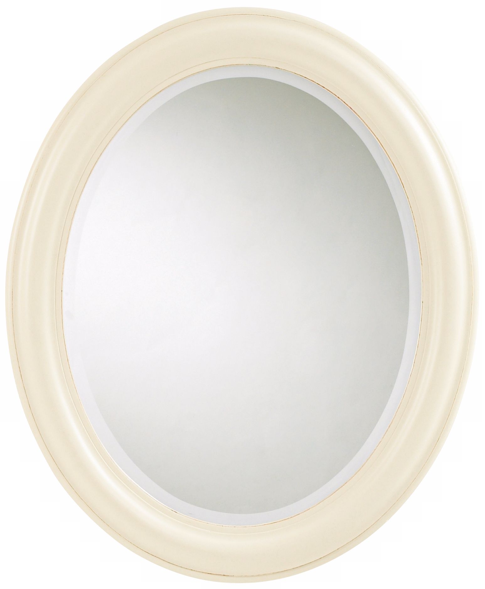 Antique White Finish Oval 34 1/4" High Wall Mirror