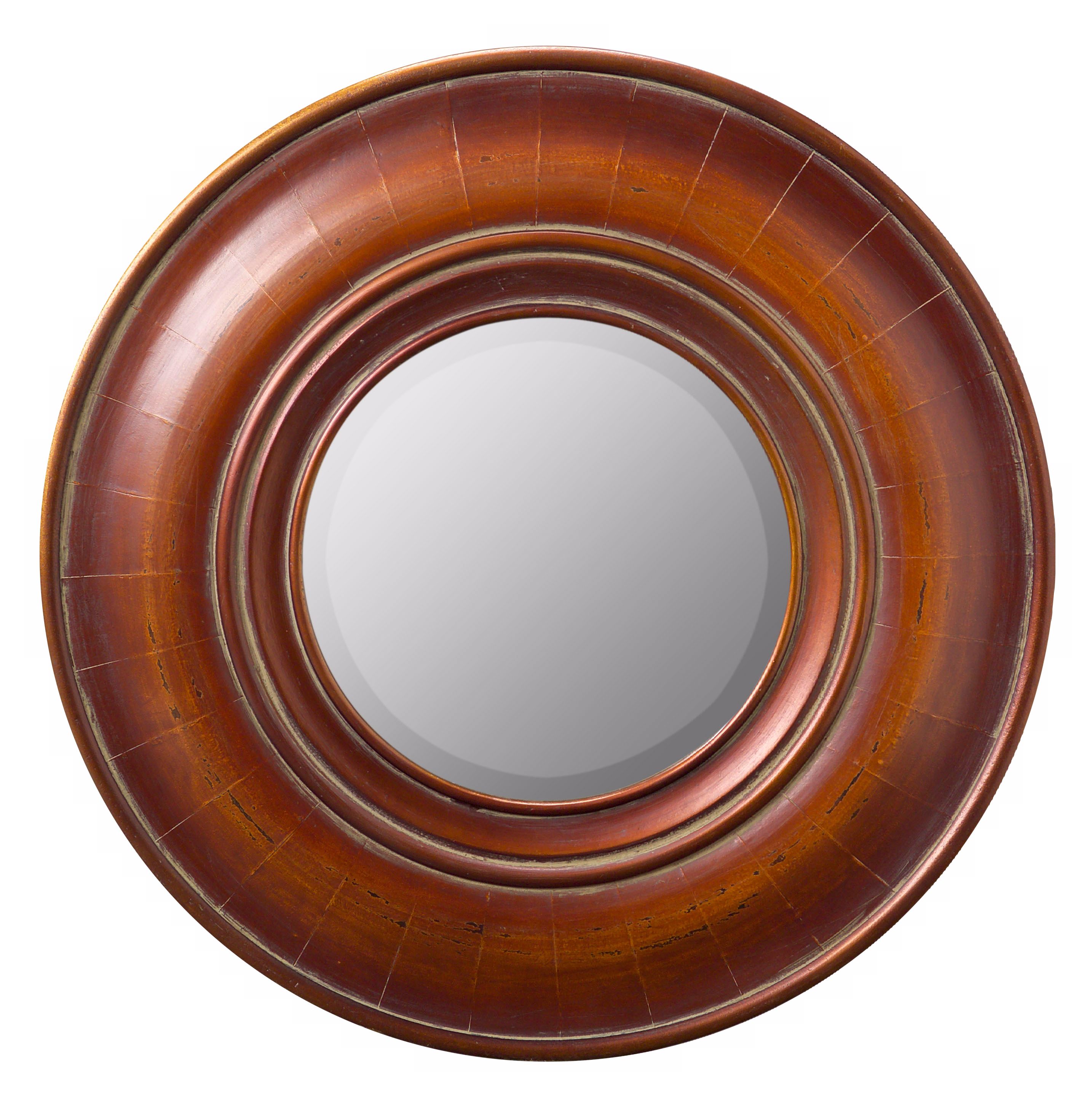 Distressed Brown Finish Round 24" Wide Wall Mirror