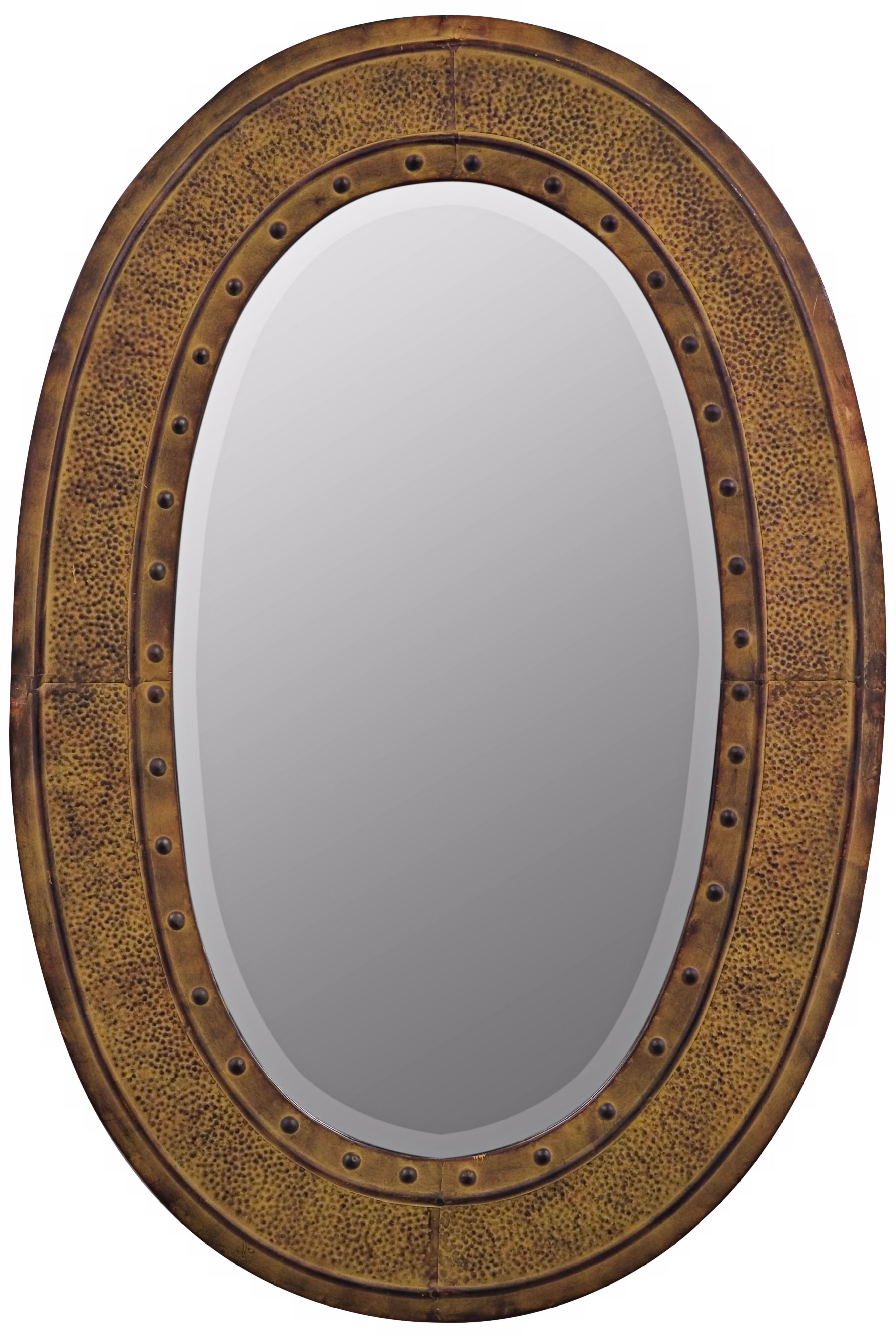 Washed Rust Finish Tin Oval 44" High Wall Mirror