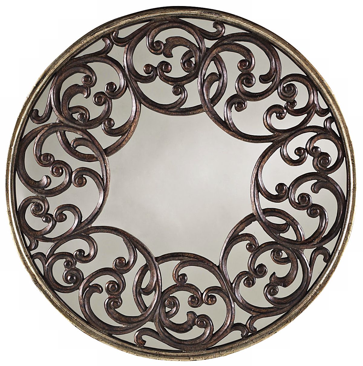 Aged Bronze Finish Round 34 1/4" Wide Wall Mirror
