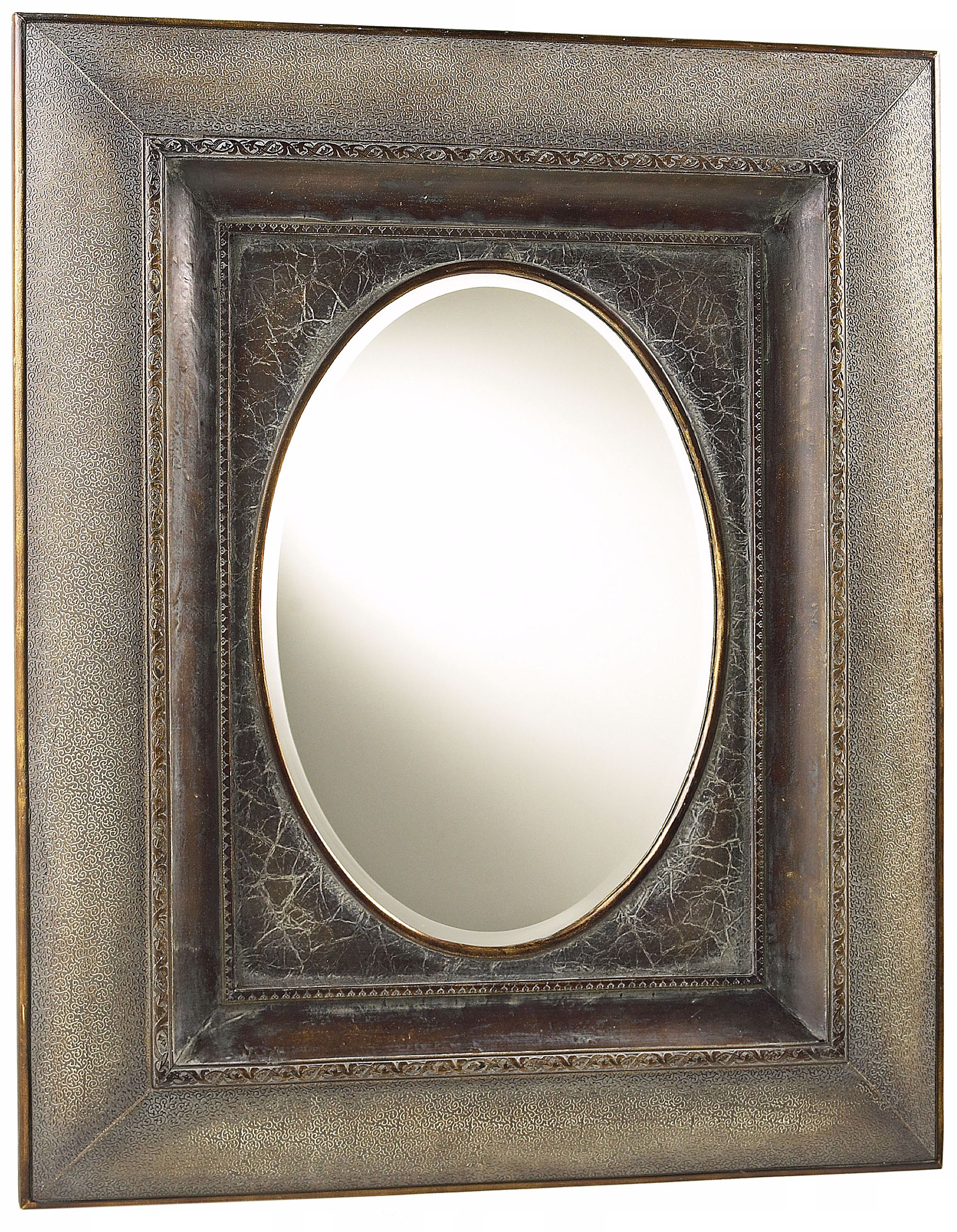 Crackled Chestnut Finish Rectangular 45" High Wall Mirror