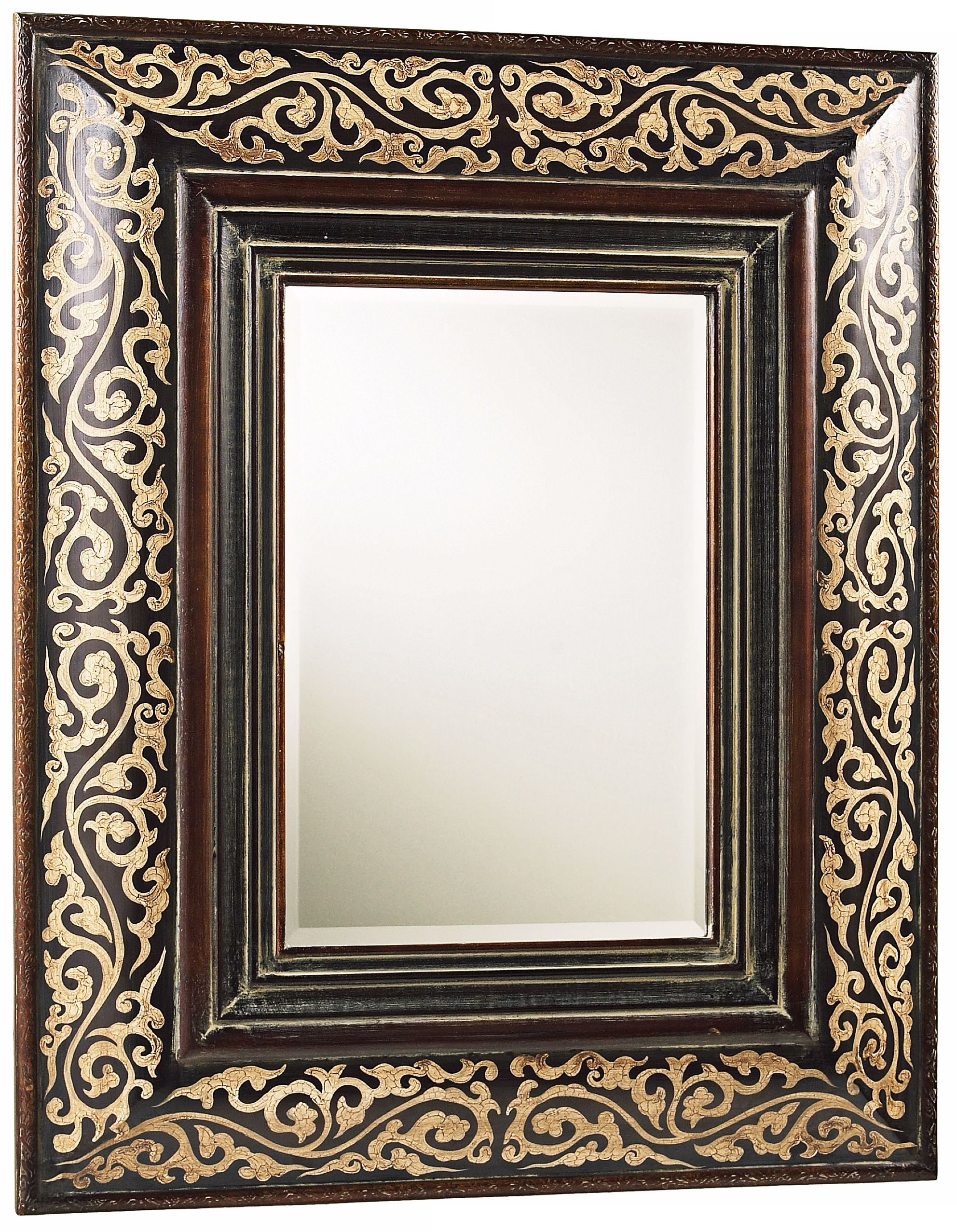 Aged Black with Hand-Painted Detail 42 1/2" High Wall Mirror