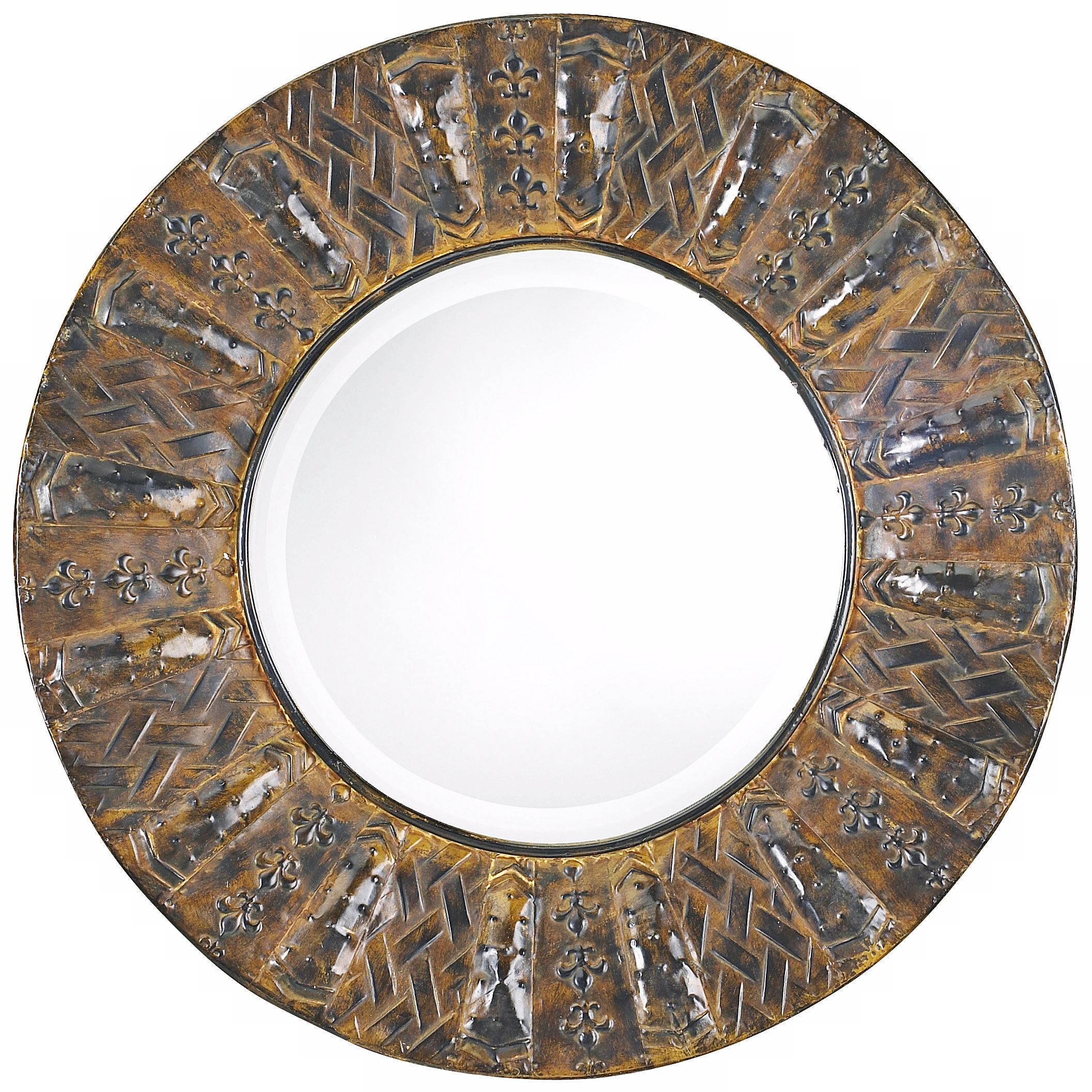 Aged Black and Rust Finish Round 25" Wide Wall Mirror