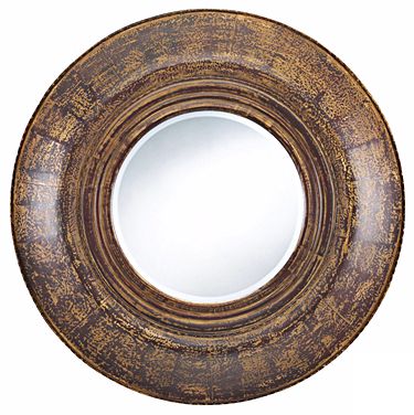Distressed Brick and Tan Finish Round 38" Wide Wall Mirror