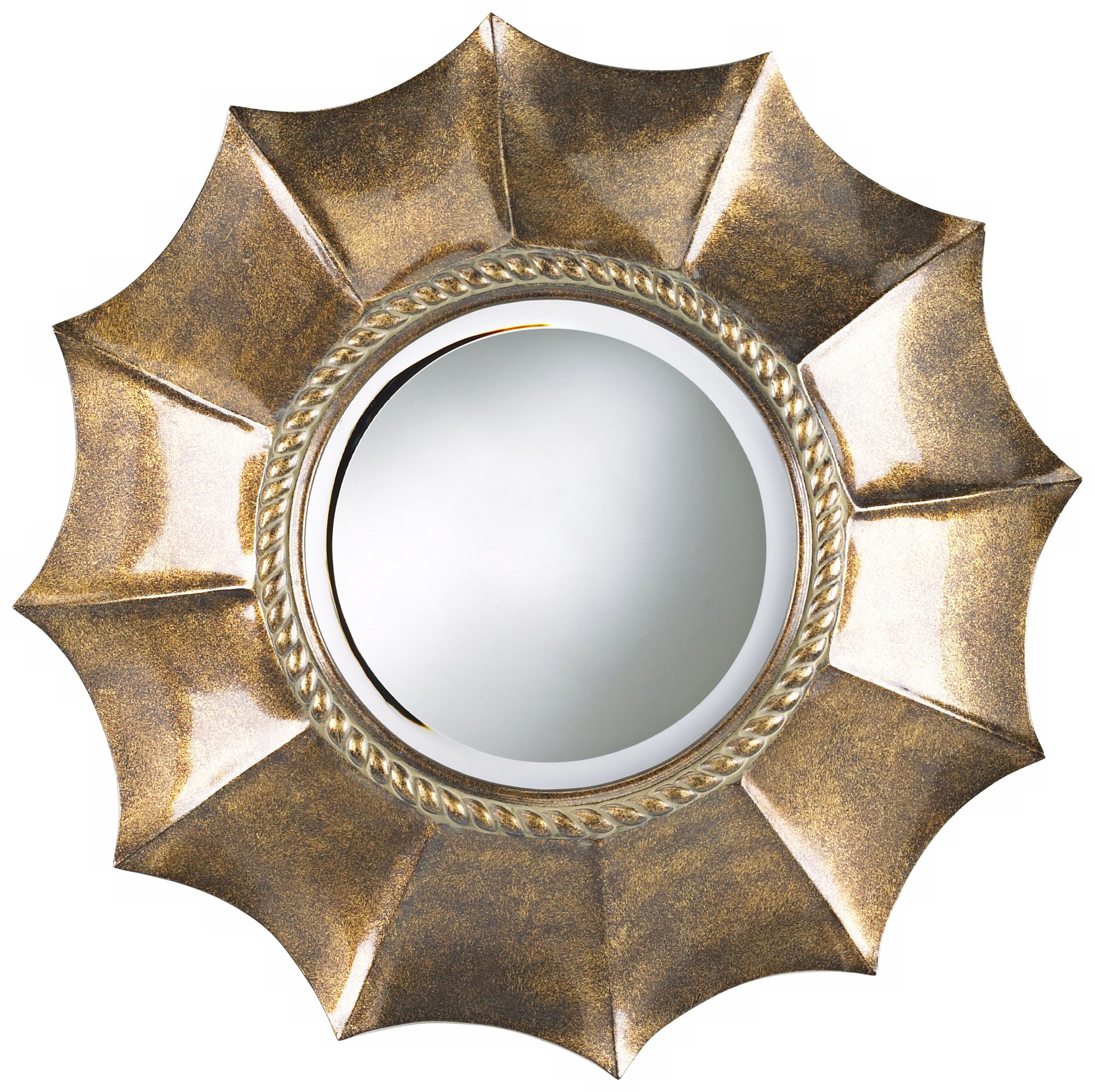 Antique Gold Sunshine Round 30" Wide Wall Mirror