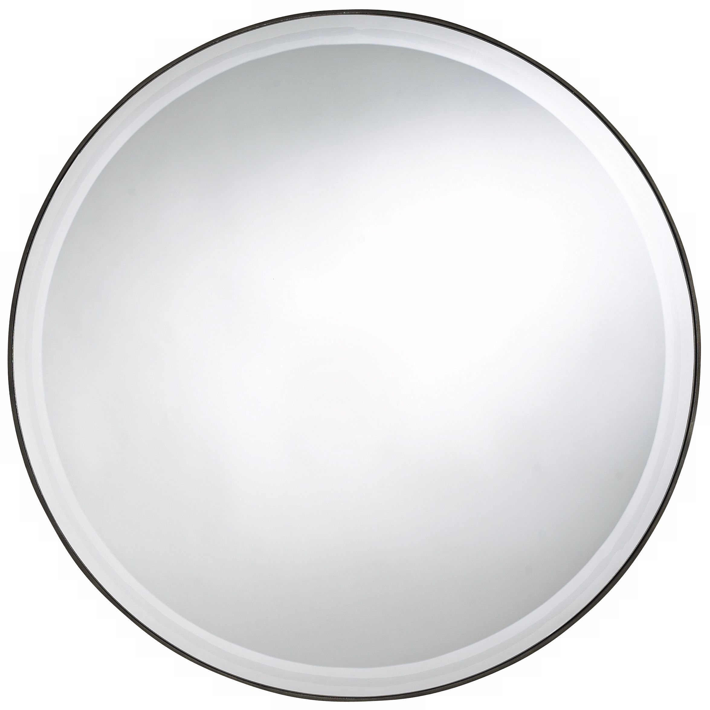 Mocha Brown Finish Slim Round 29" Wide Wall Mirror