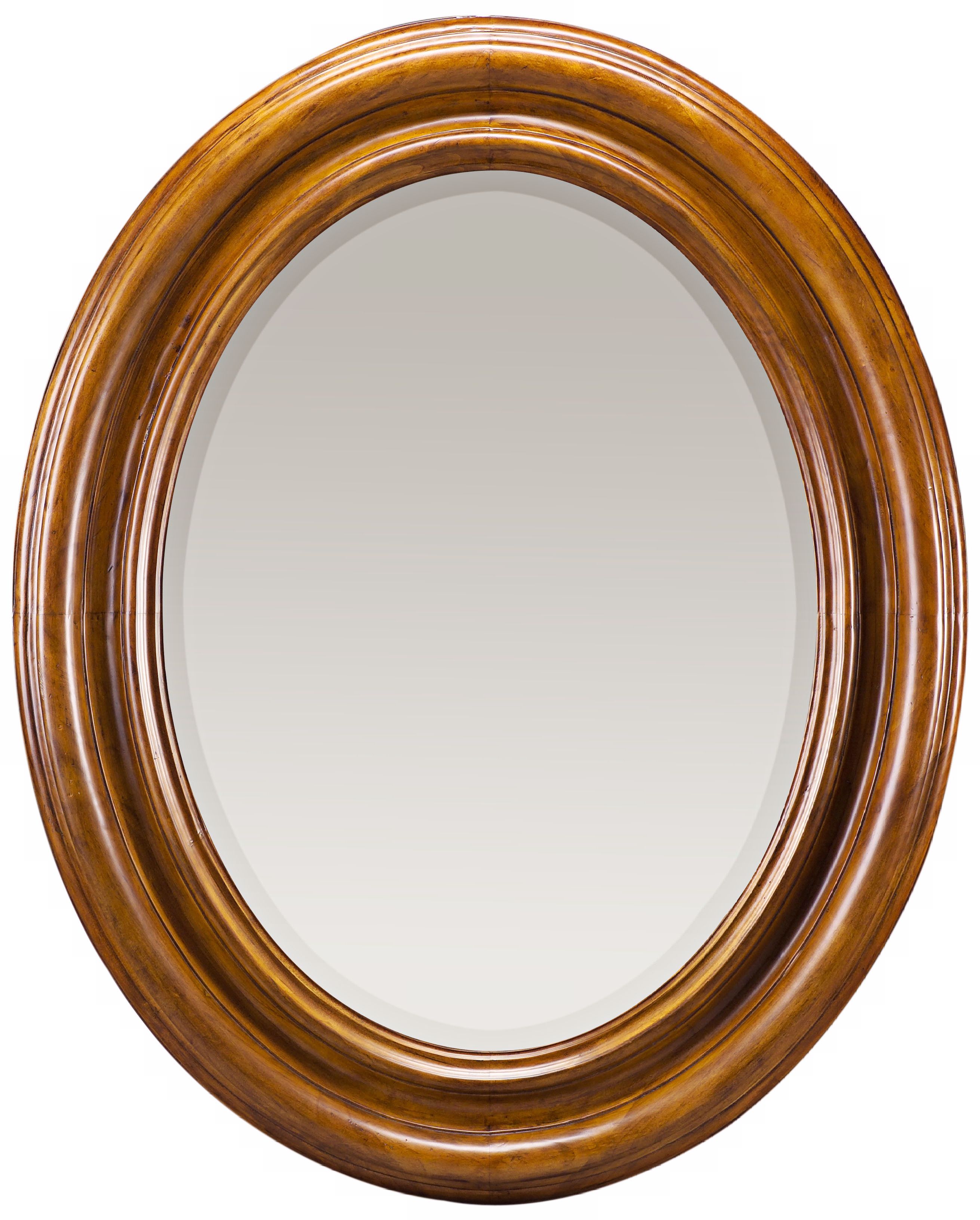 French Walnut Finish Oval 42" High Wall Mirror