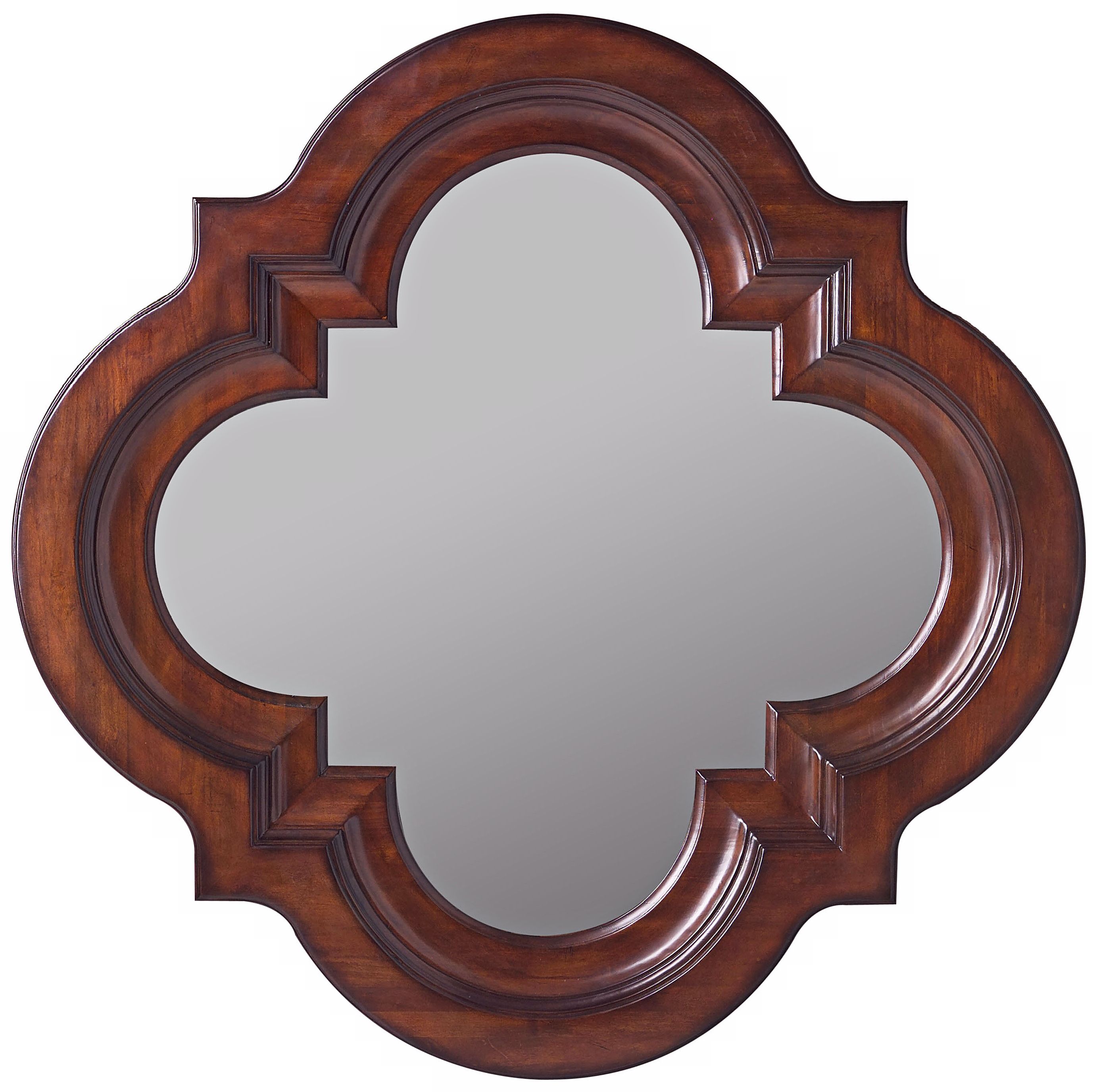 Medium Walnut Finish Quatrefoil 38" Wide Wall Mirror