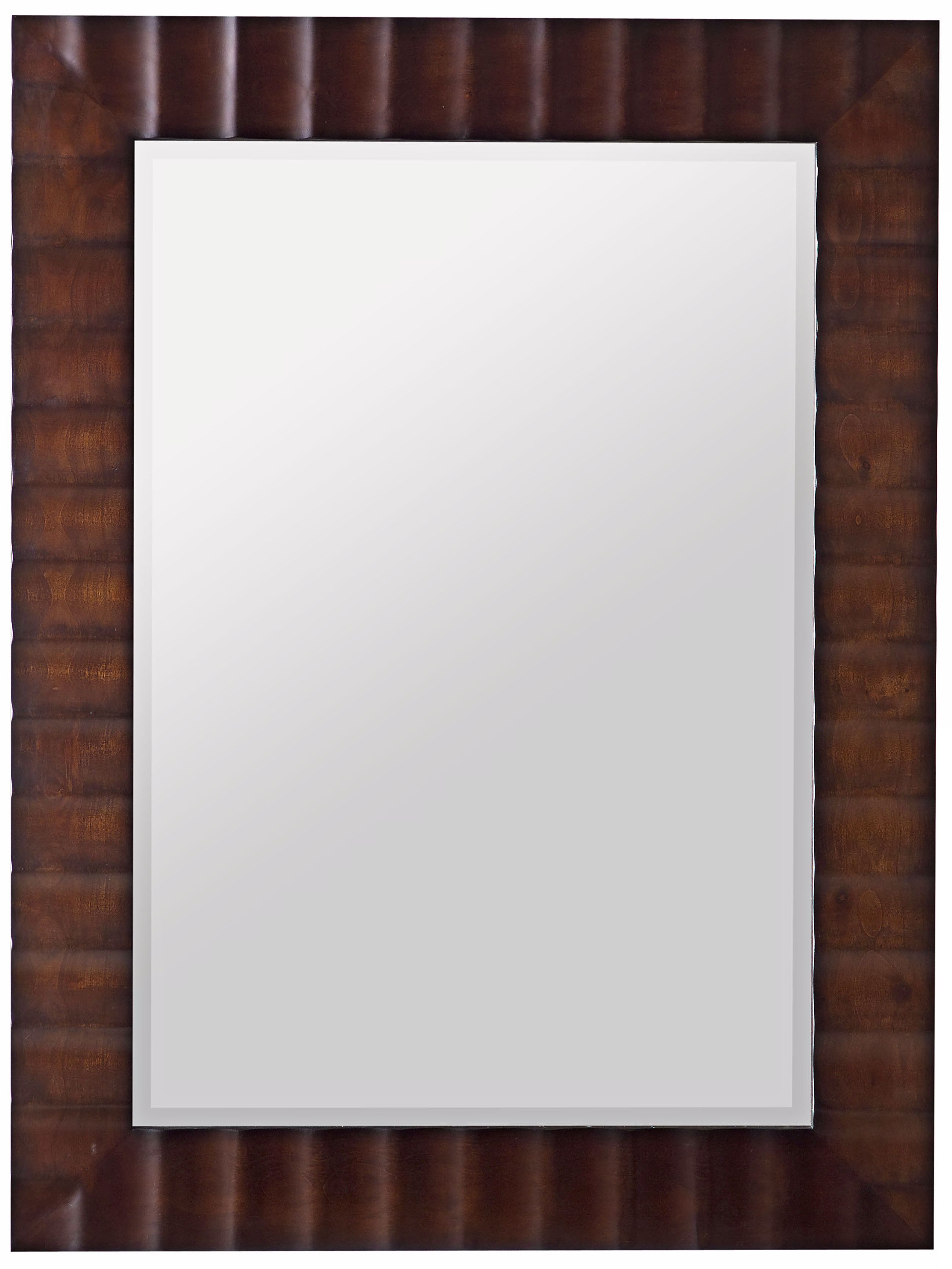 Washed Brown Finish Scalloped 42" High Wall Mirror