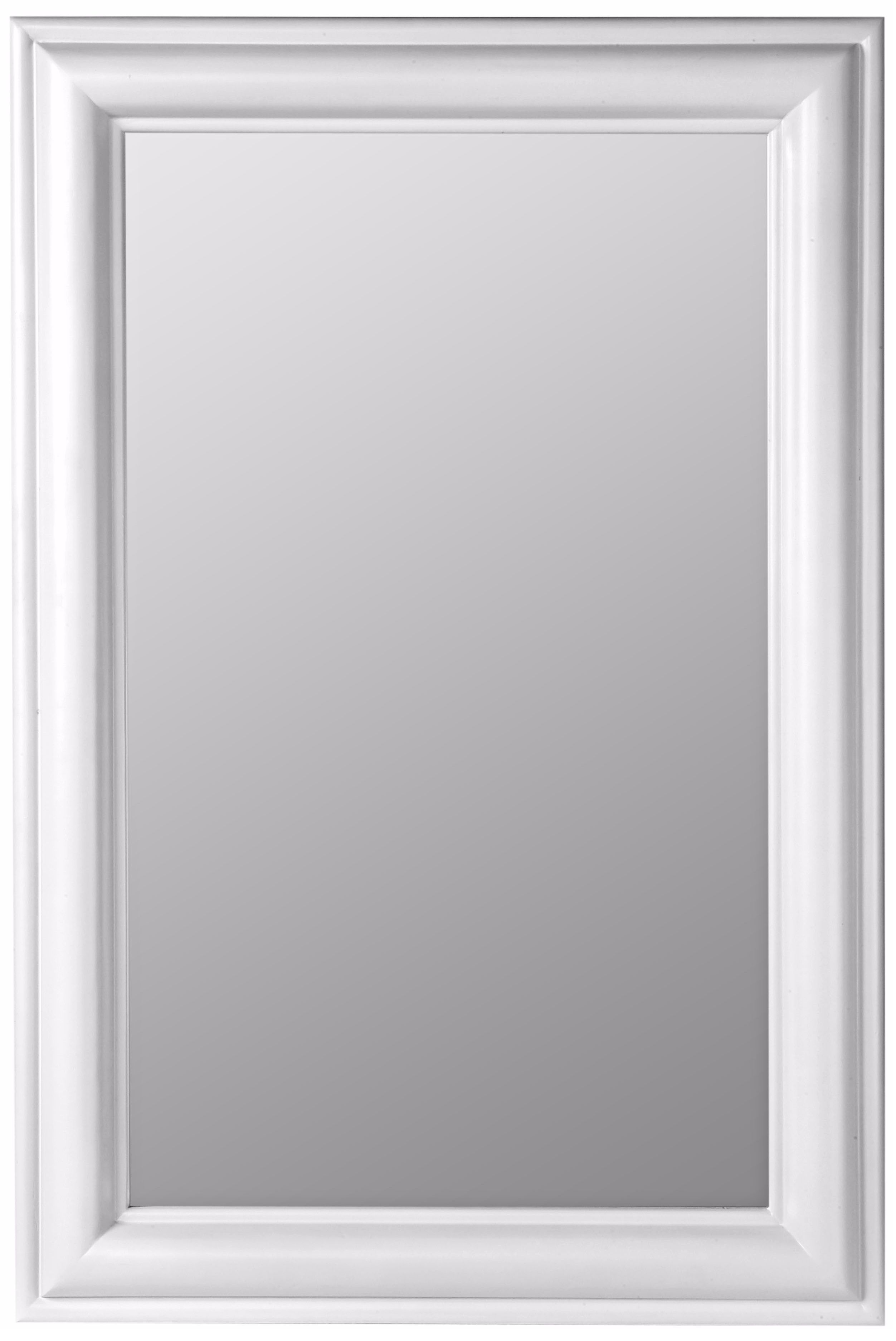 White Finish Simple Rectangular 36" High Wall Mirror