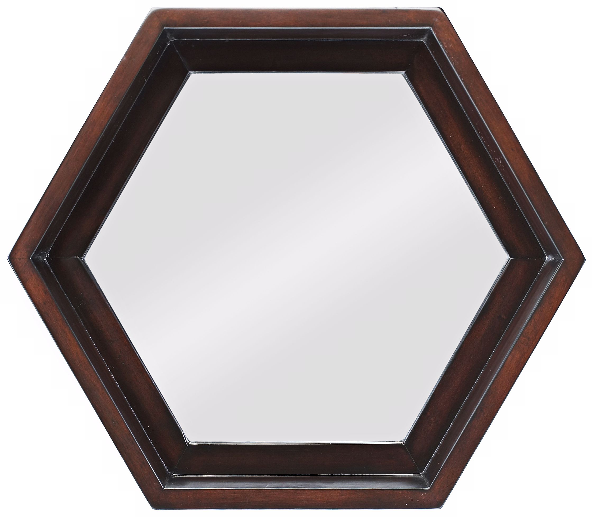 Mocha Finish Hexagon 20 1/2" Wide Wall Mirror