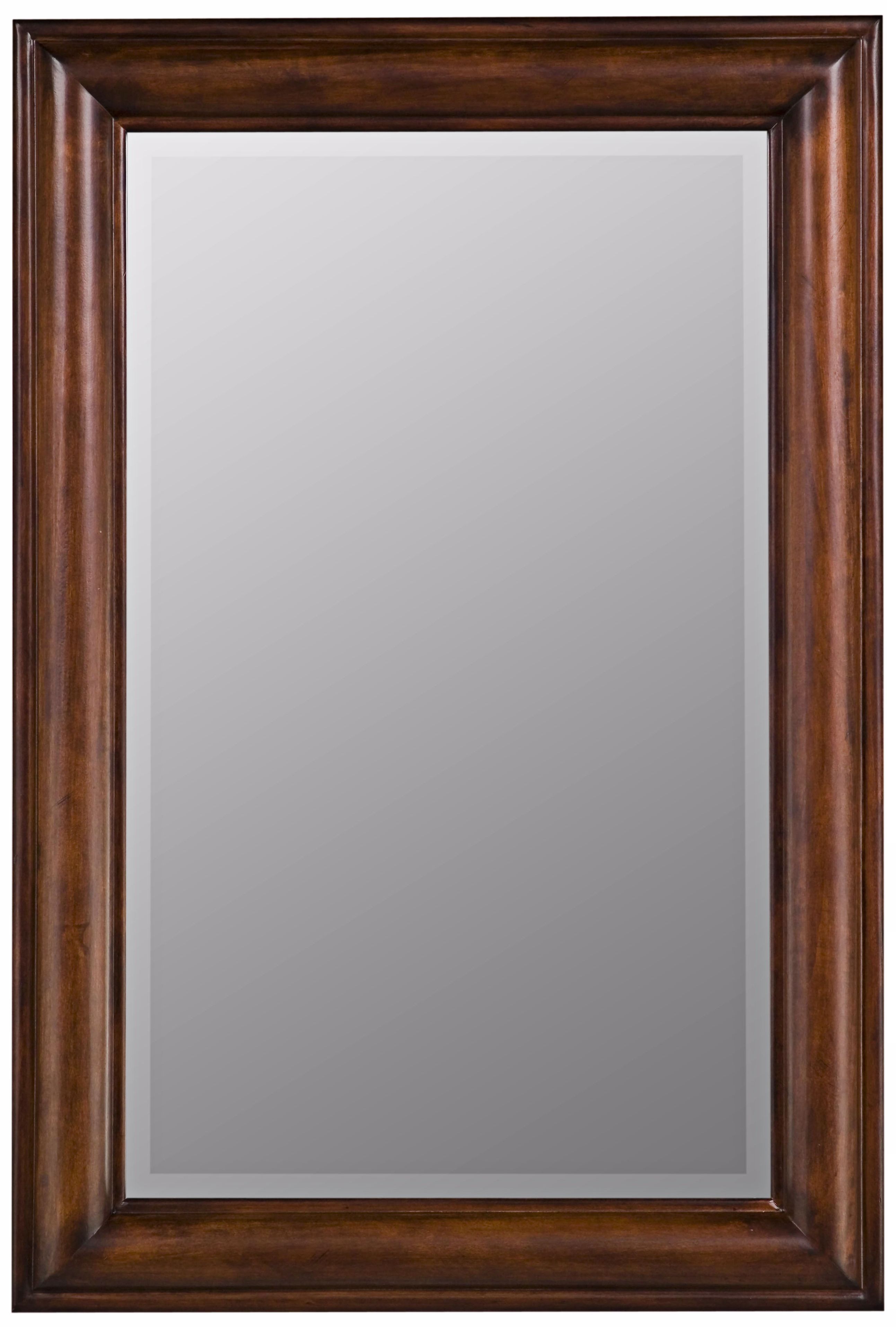 Medium Walnut Finish Simple Rectangular 36" High Wall Mirror