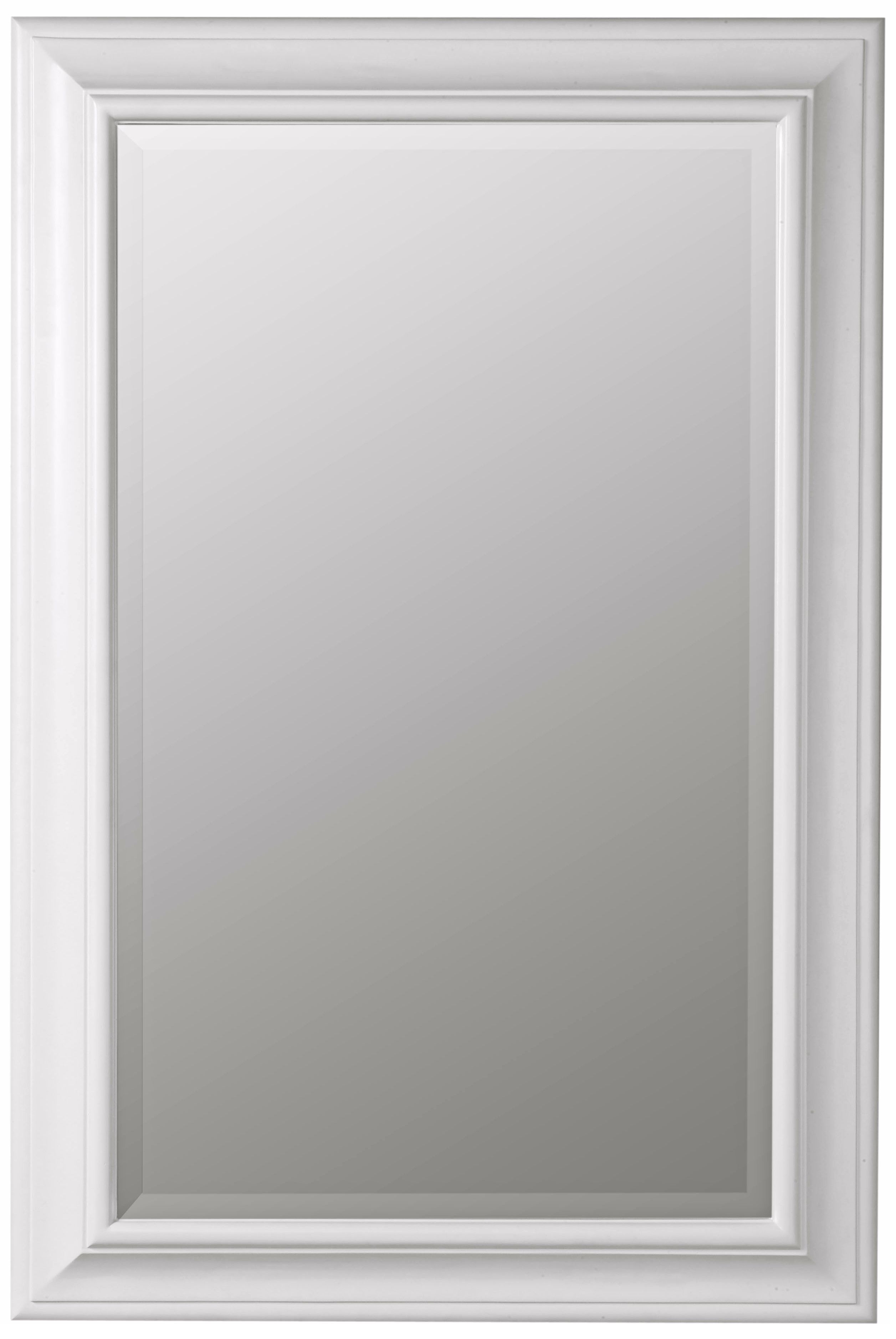 White Finish Beveled Rectangular 36" High Wall Mirror