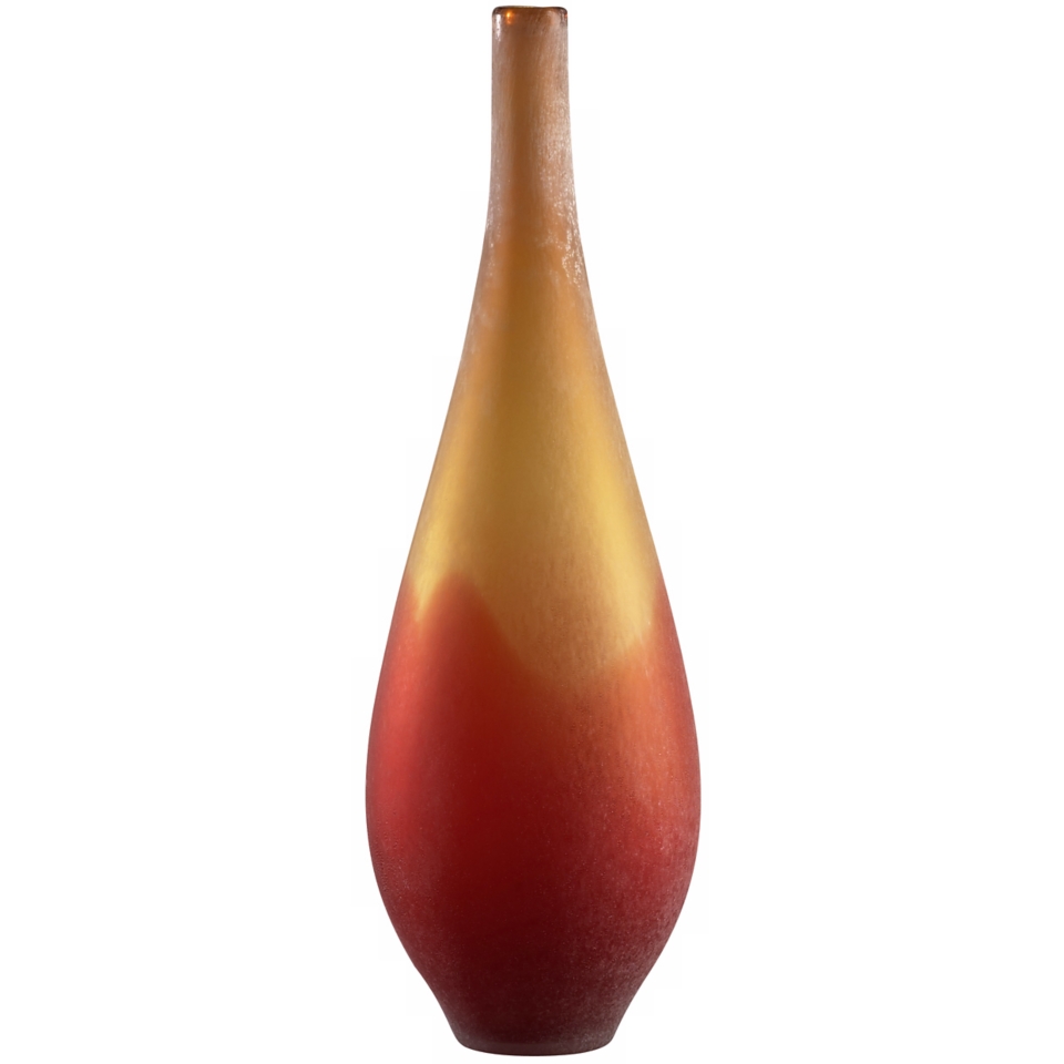 Vizio Yellow and Orange 21 1/2" High Art Glass Vase   #J0386