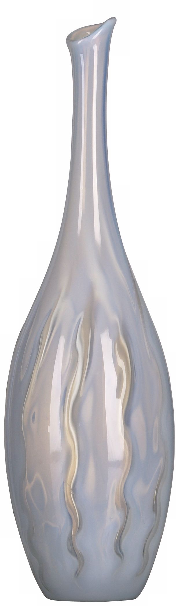 White and Clear 12 3/4" High Art Glass Vase