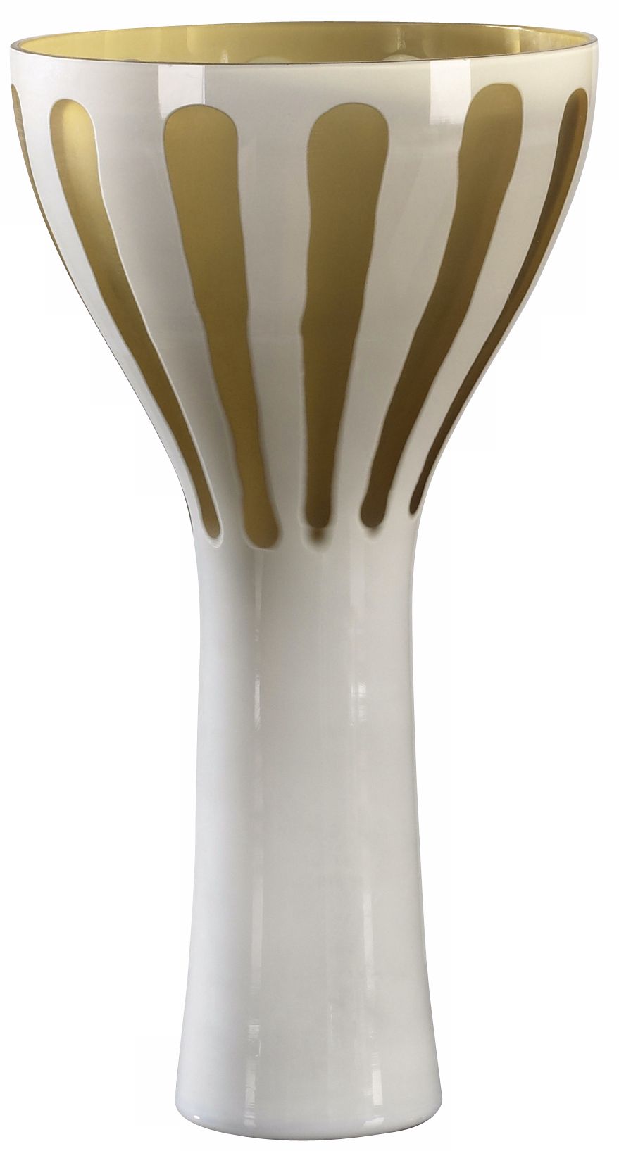 Champagne and White 13 3/4" High Art Glass Vase