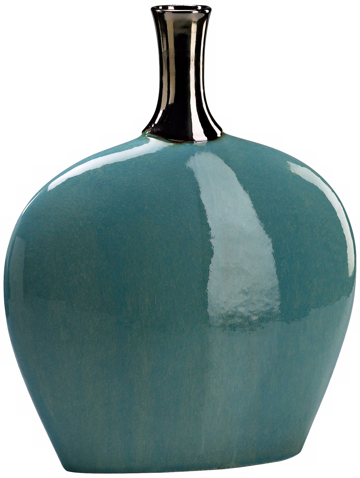 Sky Blue with Black Neck 17 1/4" High Ceramic Vase