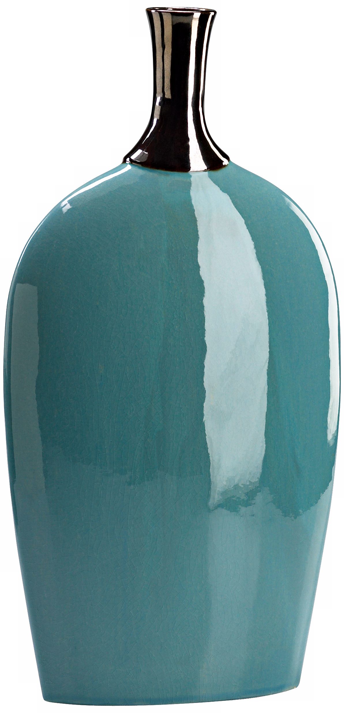 Sky Blue with Black Neck 23 1/4" High Ceramic Vase