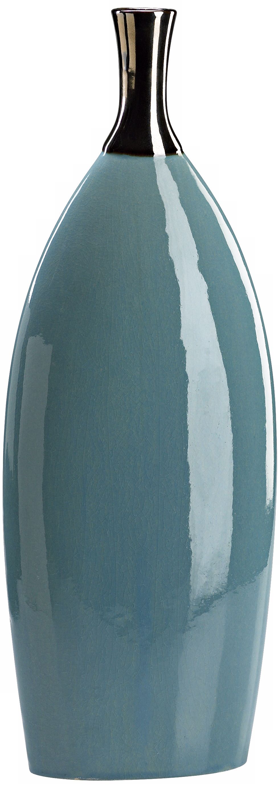 Sky Blue with Black Neck 25 1/2" High Ceramic Vase