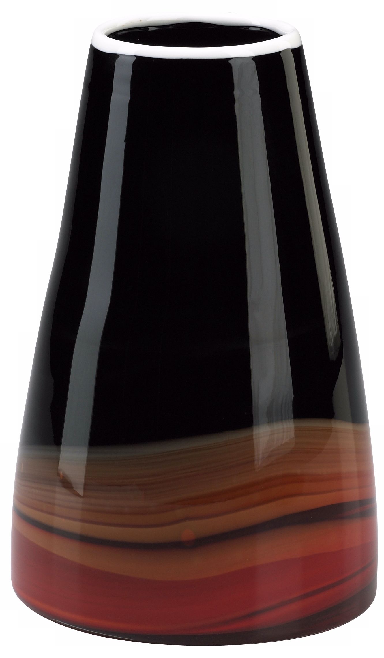 Black and Deep Red 10 High Art Glass Vase J0427