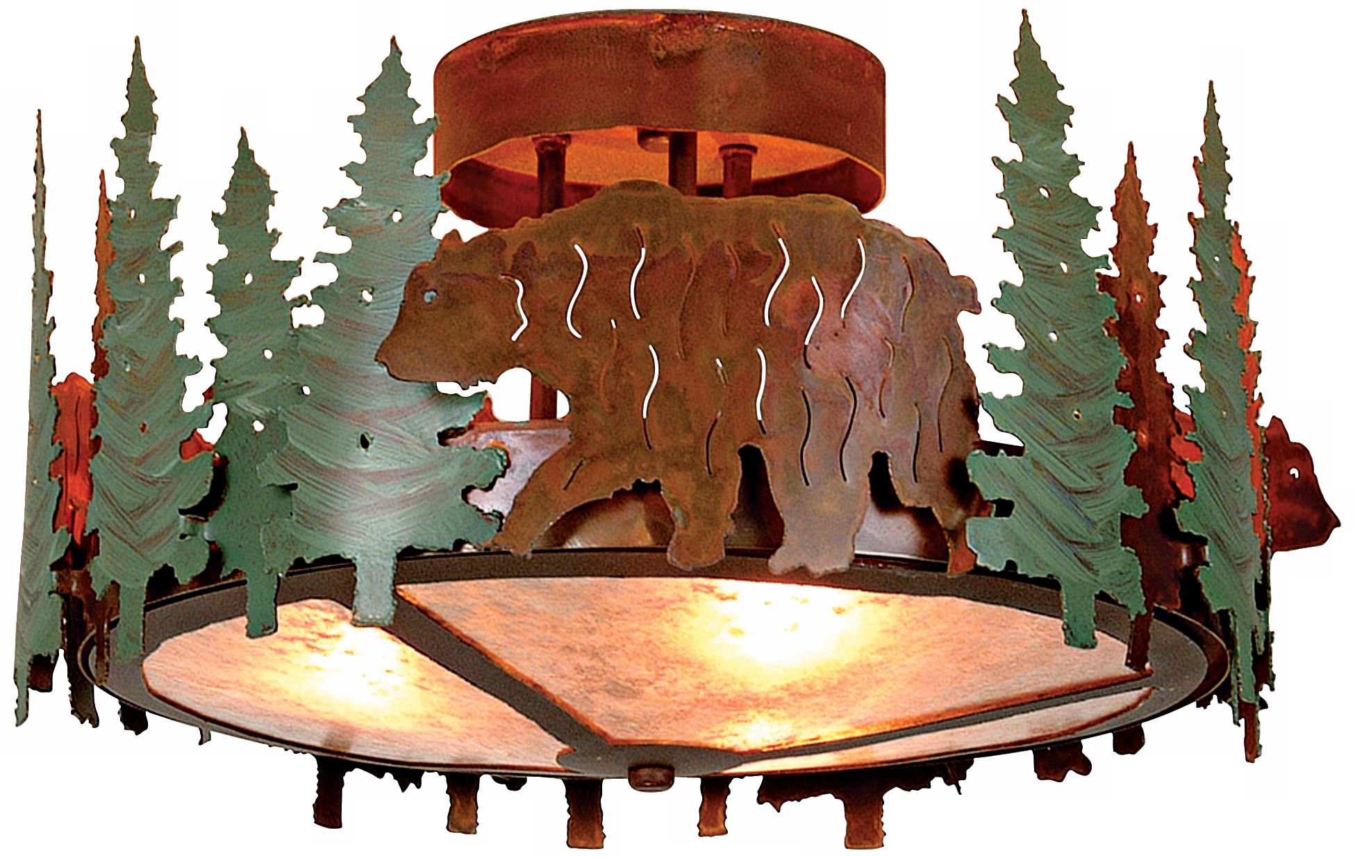 Woodcrest Collection Bear 17" Wide Ceiling Light