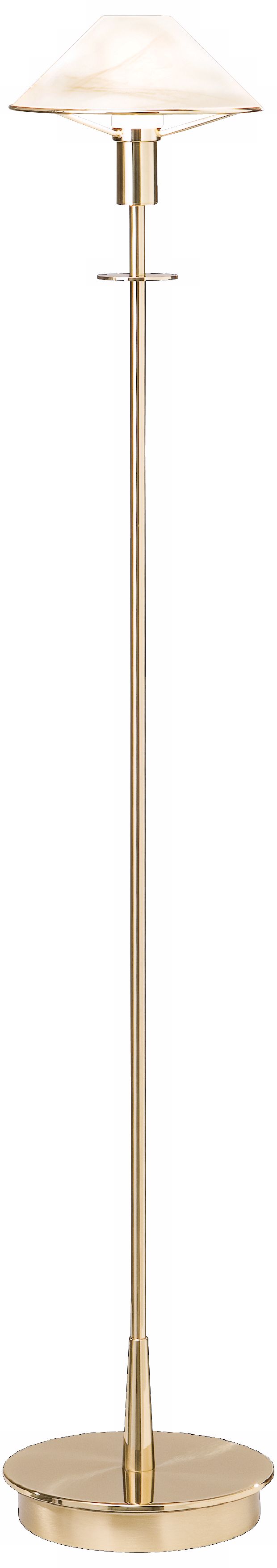 Holtkoetter Polished Brass Alabaster Brown Glass Floor Lamp