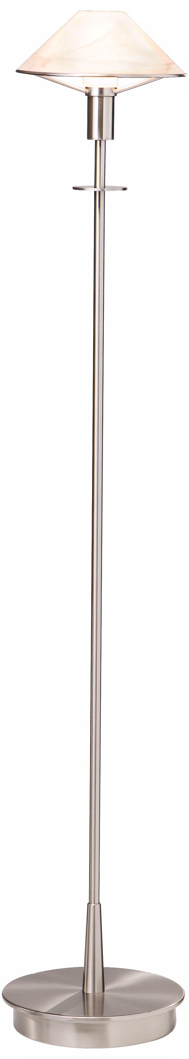 Holtkoetter Satin Nickel and Alabaster Brown Floor Lamp