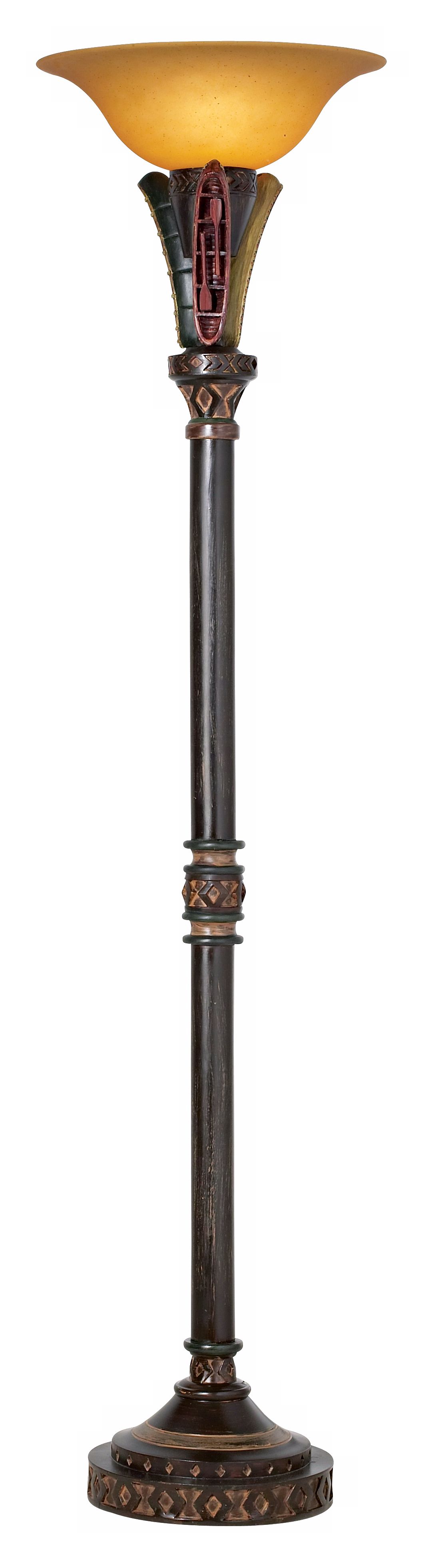 Old River Canoe Torchiere Floor Lamp