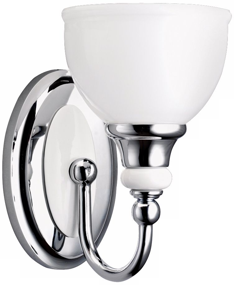 Chrome and Cased Opal Glass 9" High Wall Sconce