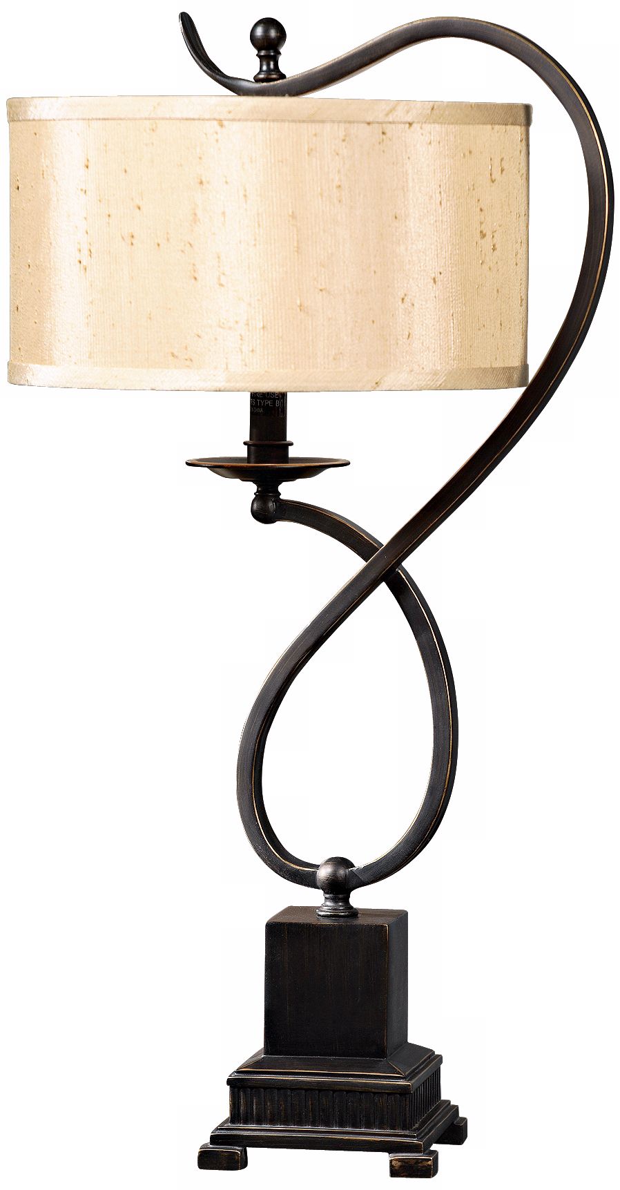 Bronzed Metal Looped Candlestick Table Lamp