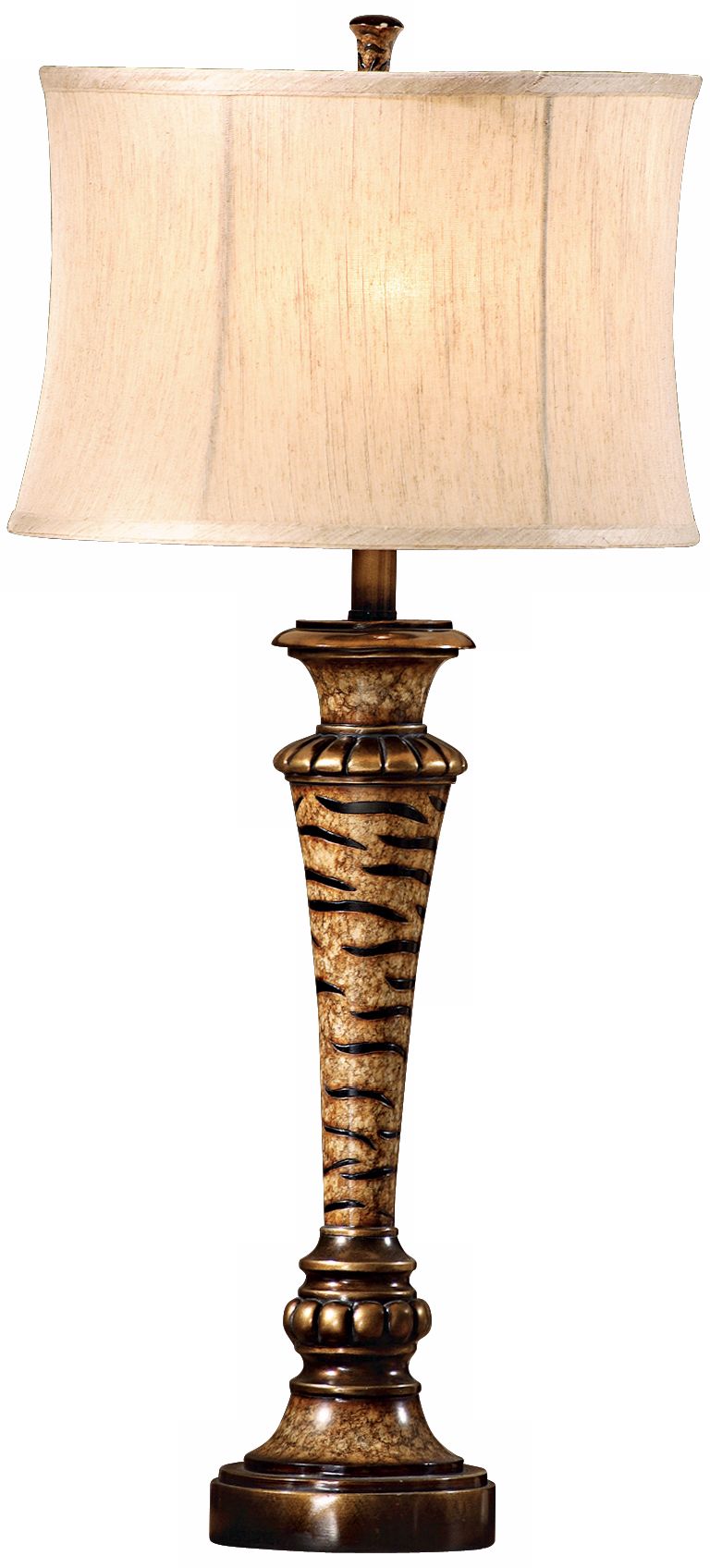 Zebra Finish Faux Silk 3-Way Table Lamp