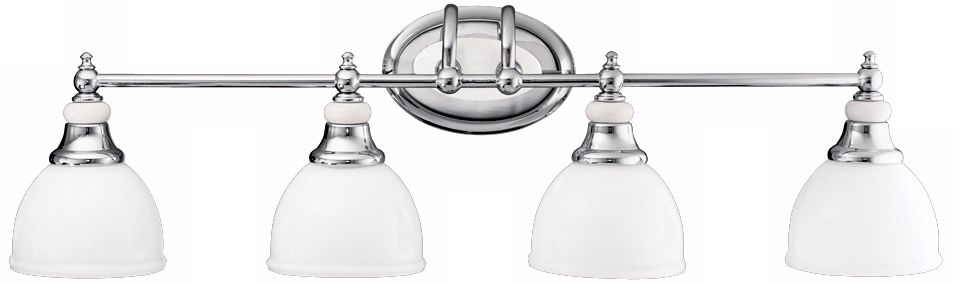 Chrome and Cased Opal Glass 33" Wide Bathroom Light