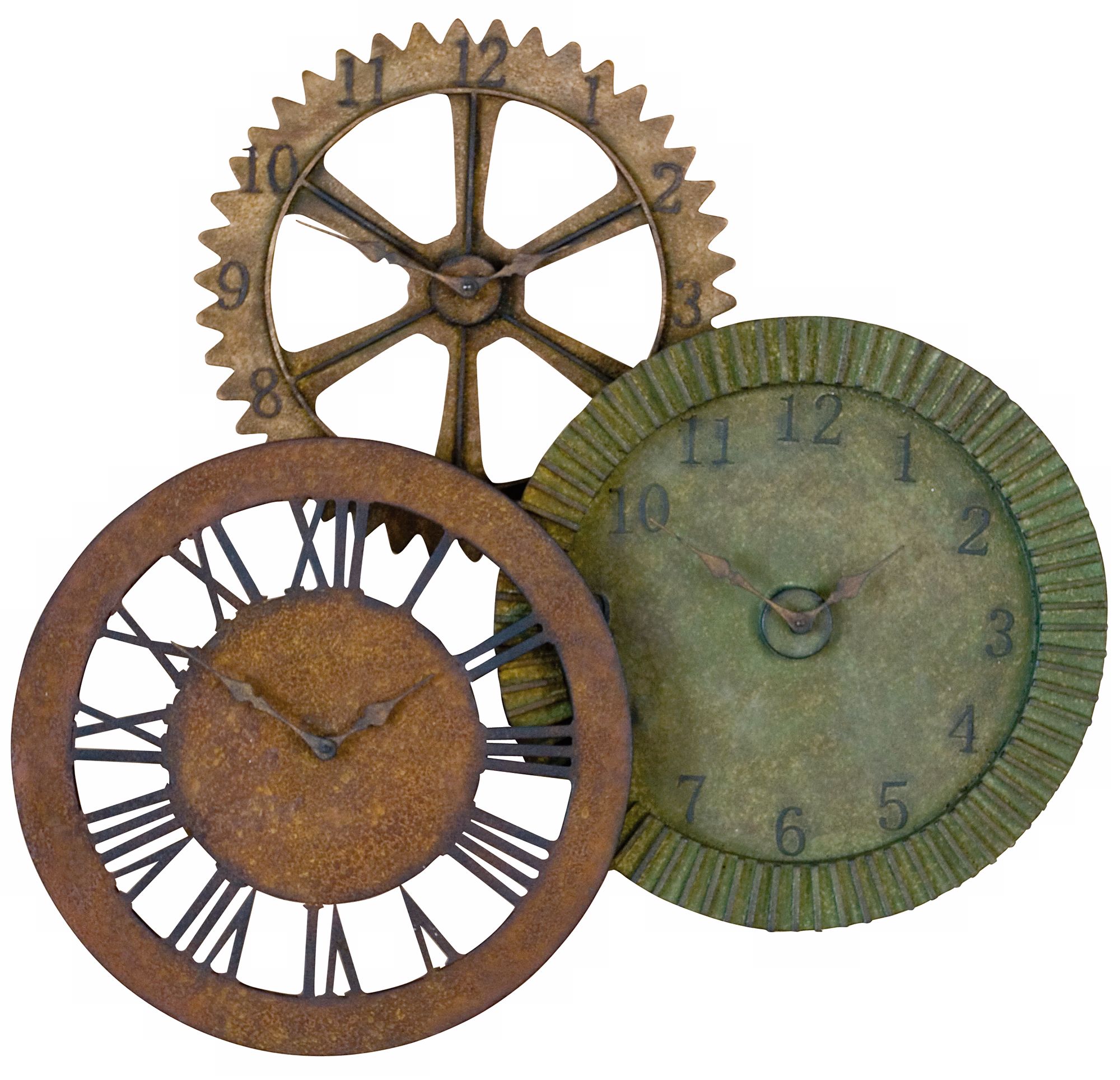Uttermost 3-in-1 Hand-Forged Metal 35" Wide Wall Clock