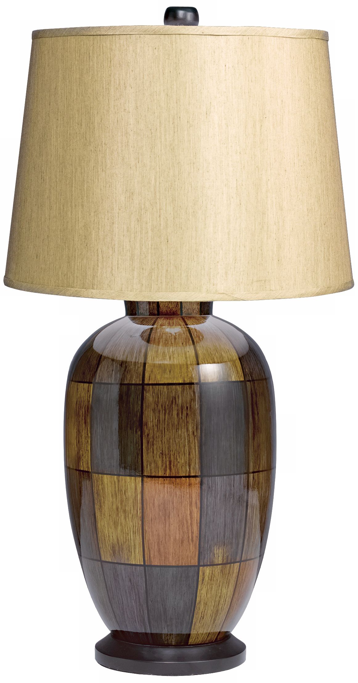 Tall Earth Tone Squares Porcelain Table Lamp