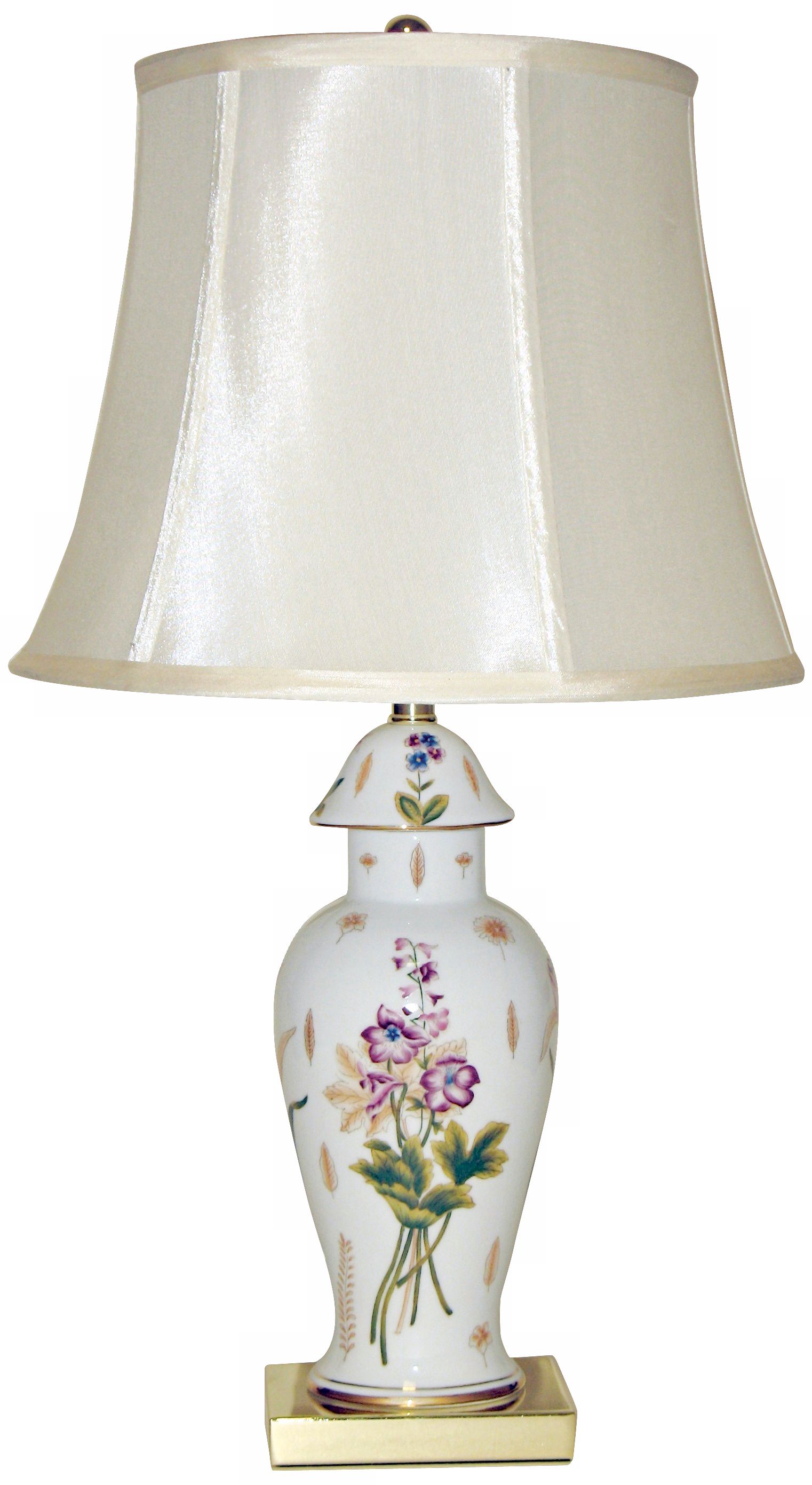 Purple Flower Hand-Painted Porcelain Table Lamp