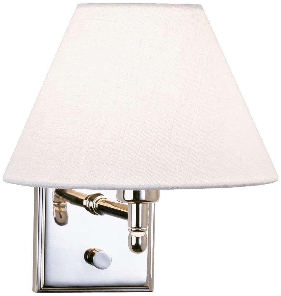 Meilleur Polished Nickel Fixed Linen Shade Plug-In Wall Lamp