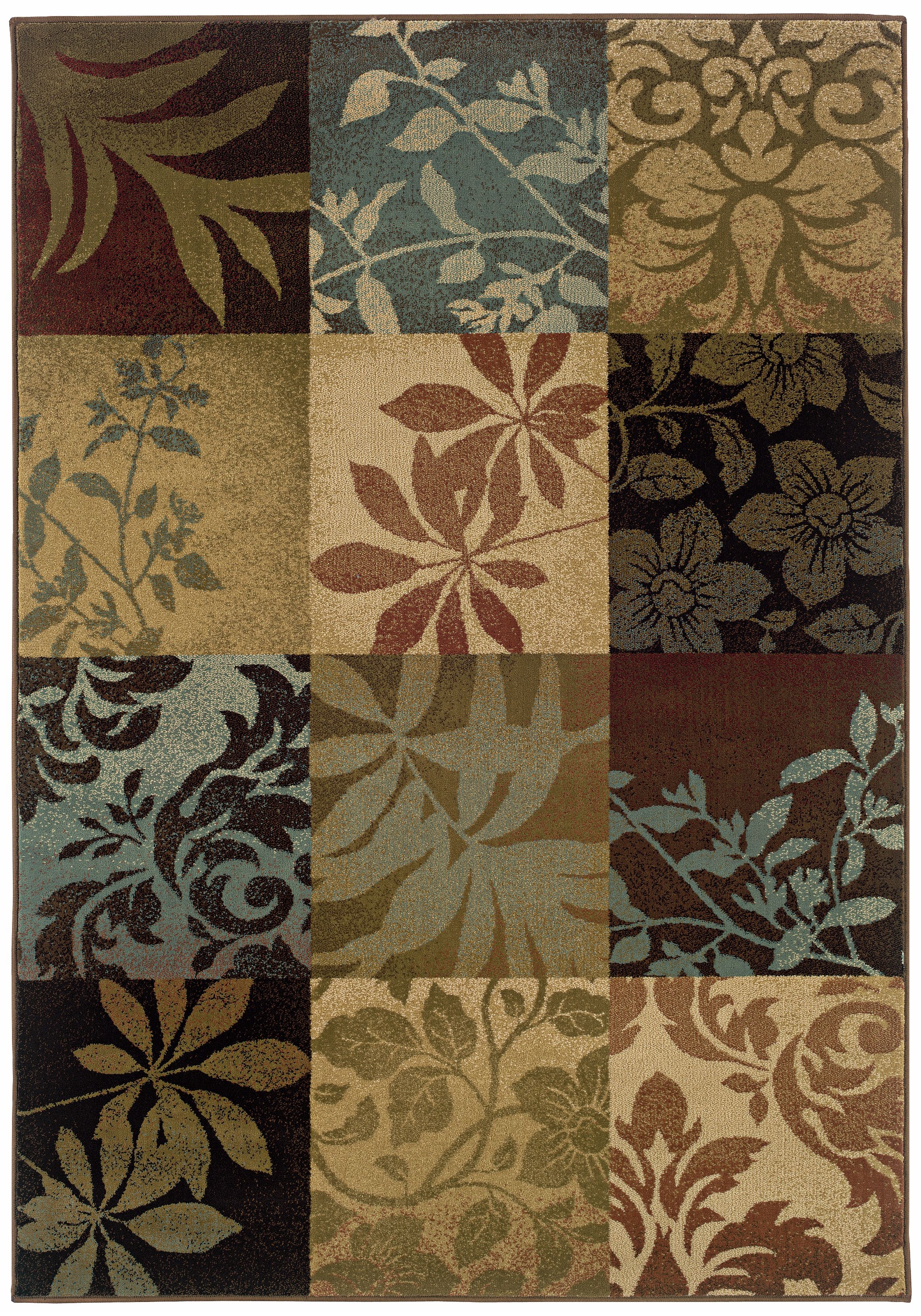 Leaf Collage Squares Area Rug