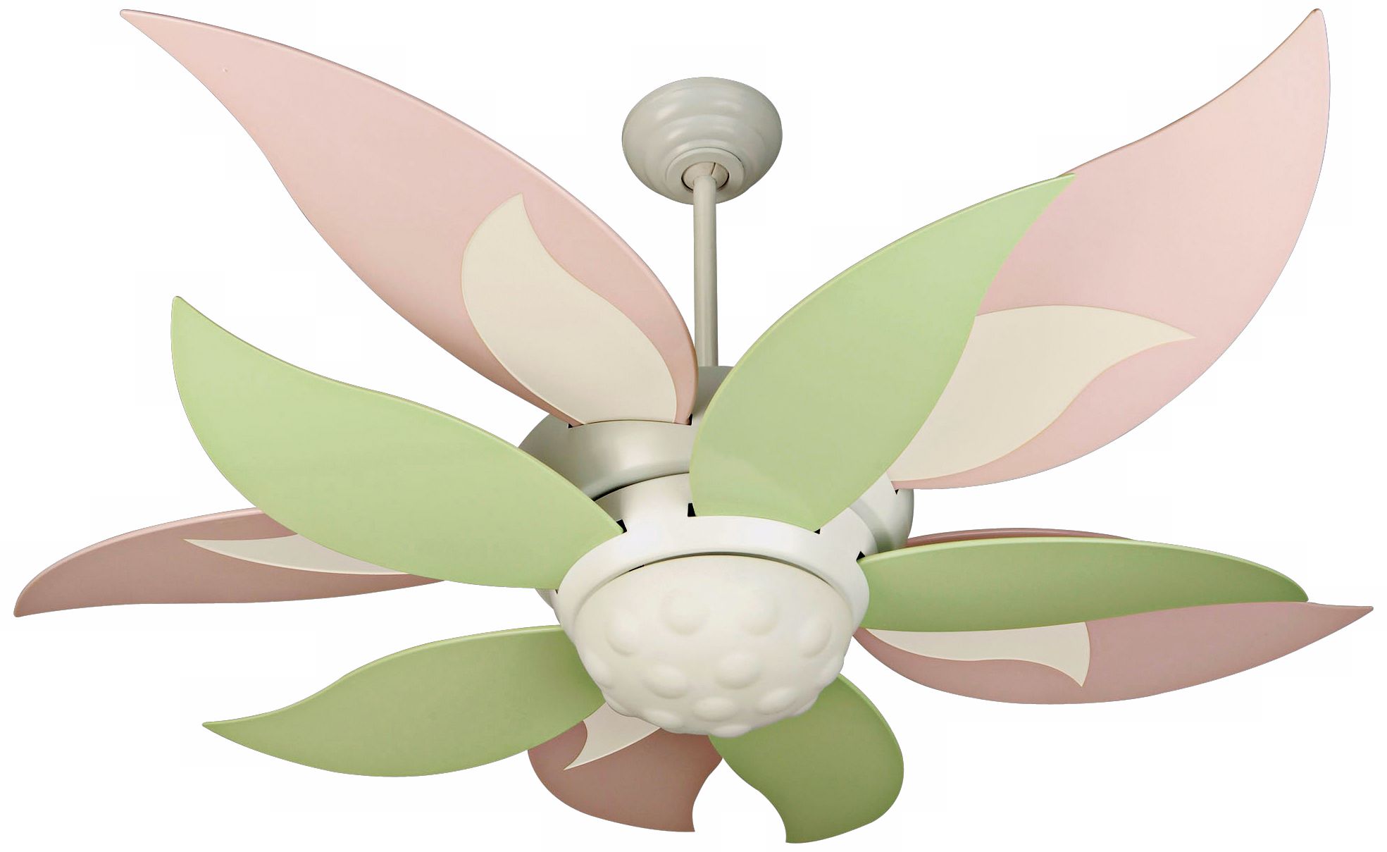 52" Craftmade Bloom Pink and Green Ceiling Fan with Light