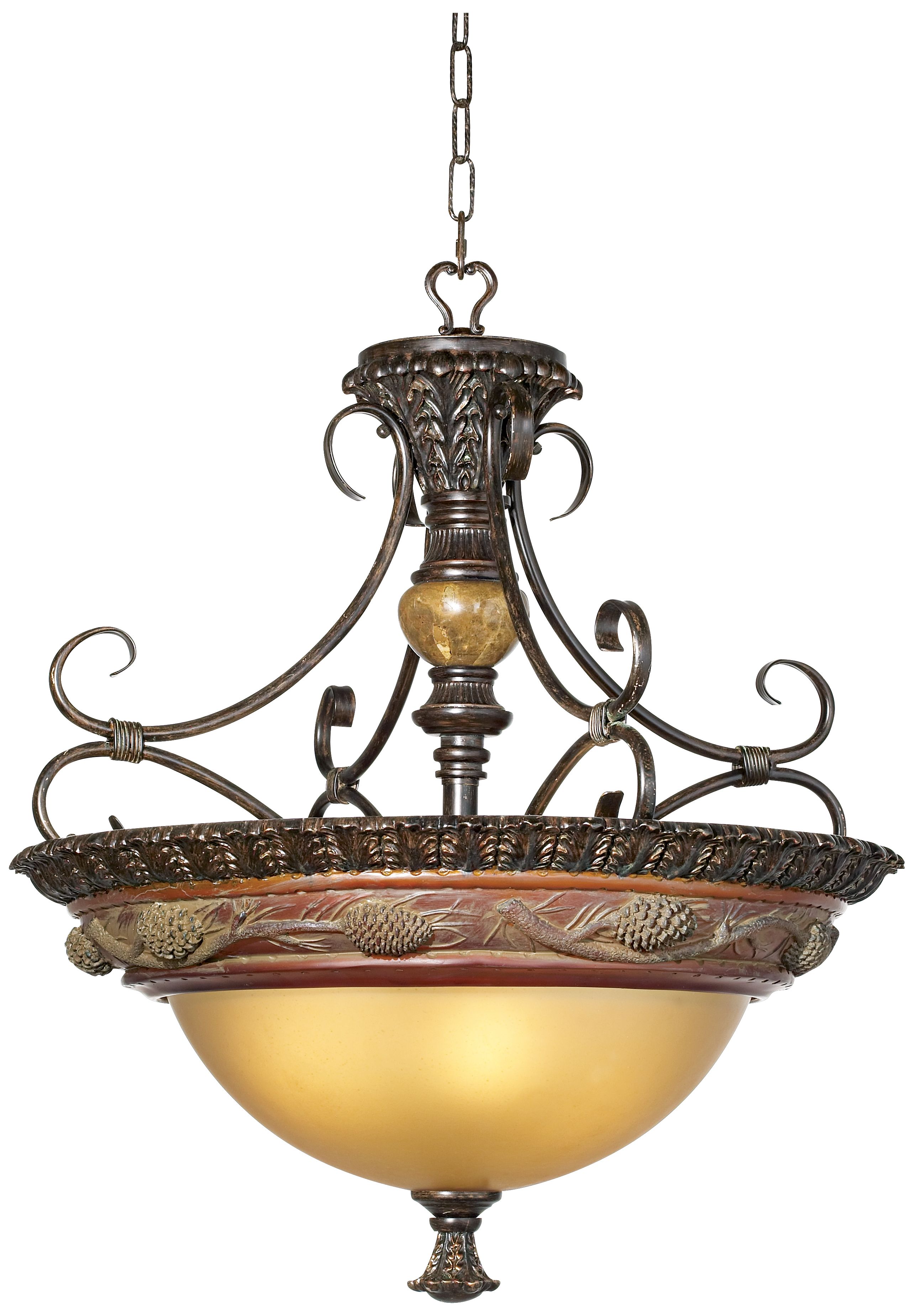 Dick Idol Pine Cone Glow Amber Glass Pendant Light