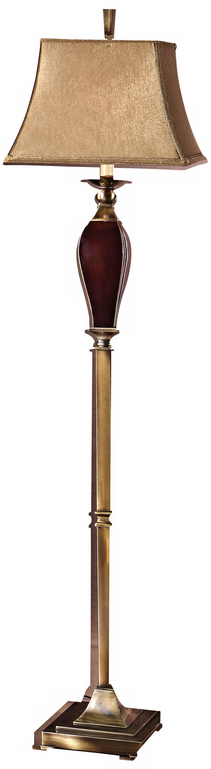 Rory Burgundy Ceramic Bronze Finish Floor Lamp