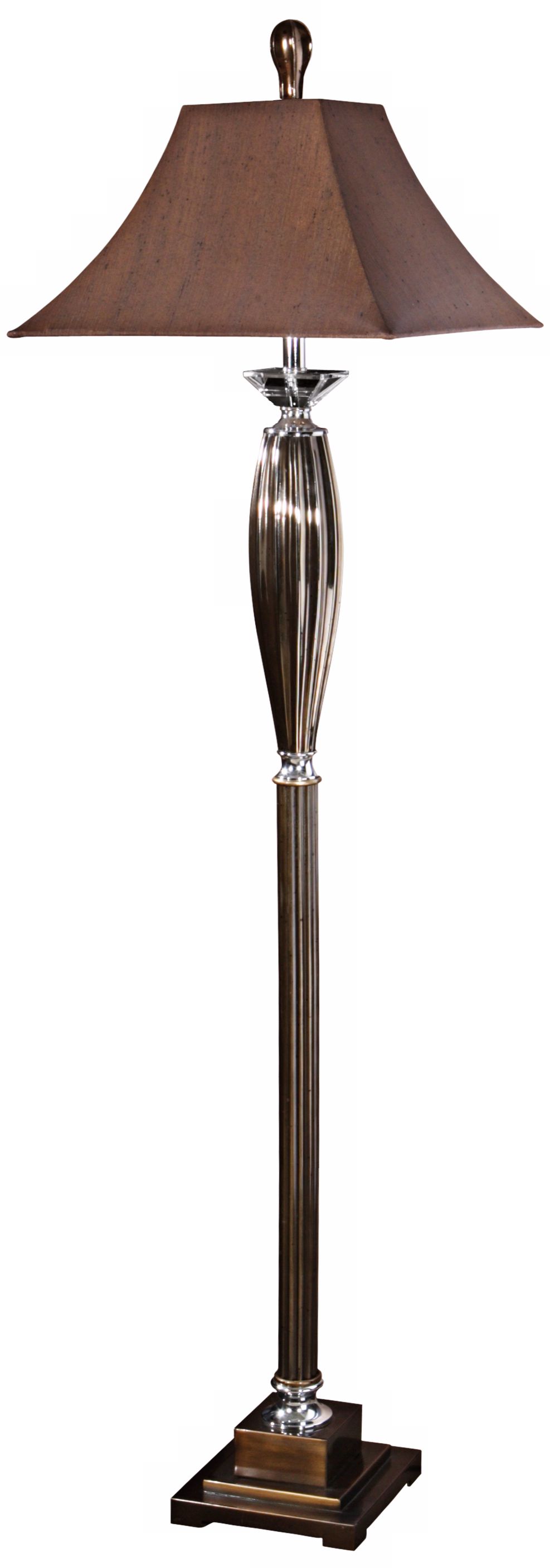 Omari Metallic Bronze Finish Square Bell Shade Floor Lamp