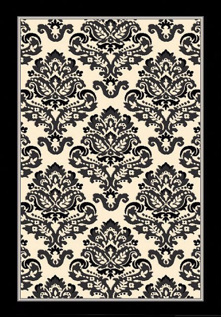 Emblem Beige Black Area Rug